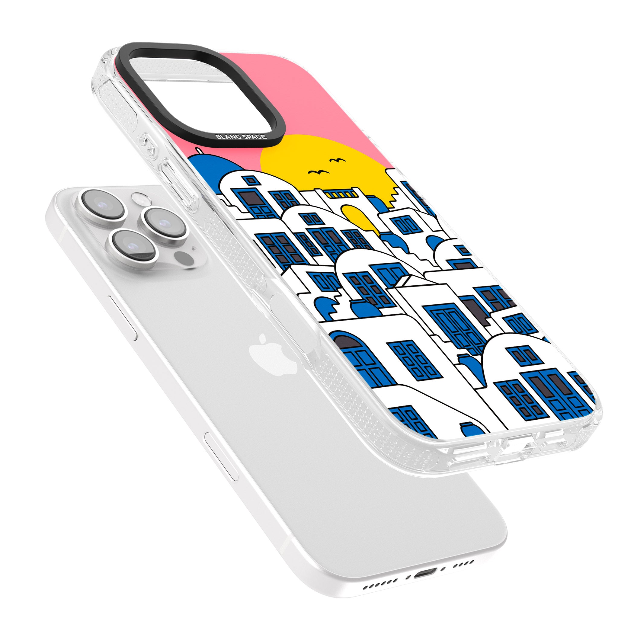 Santorini Sunset iPhone 16 Pro Max / 16 Pro Clear Case Impact Air - Blanc Space