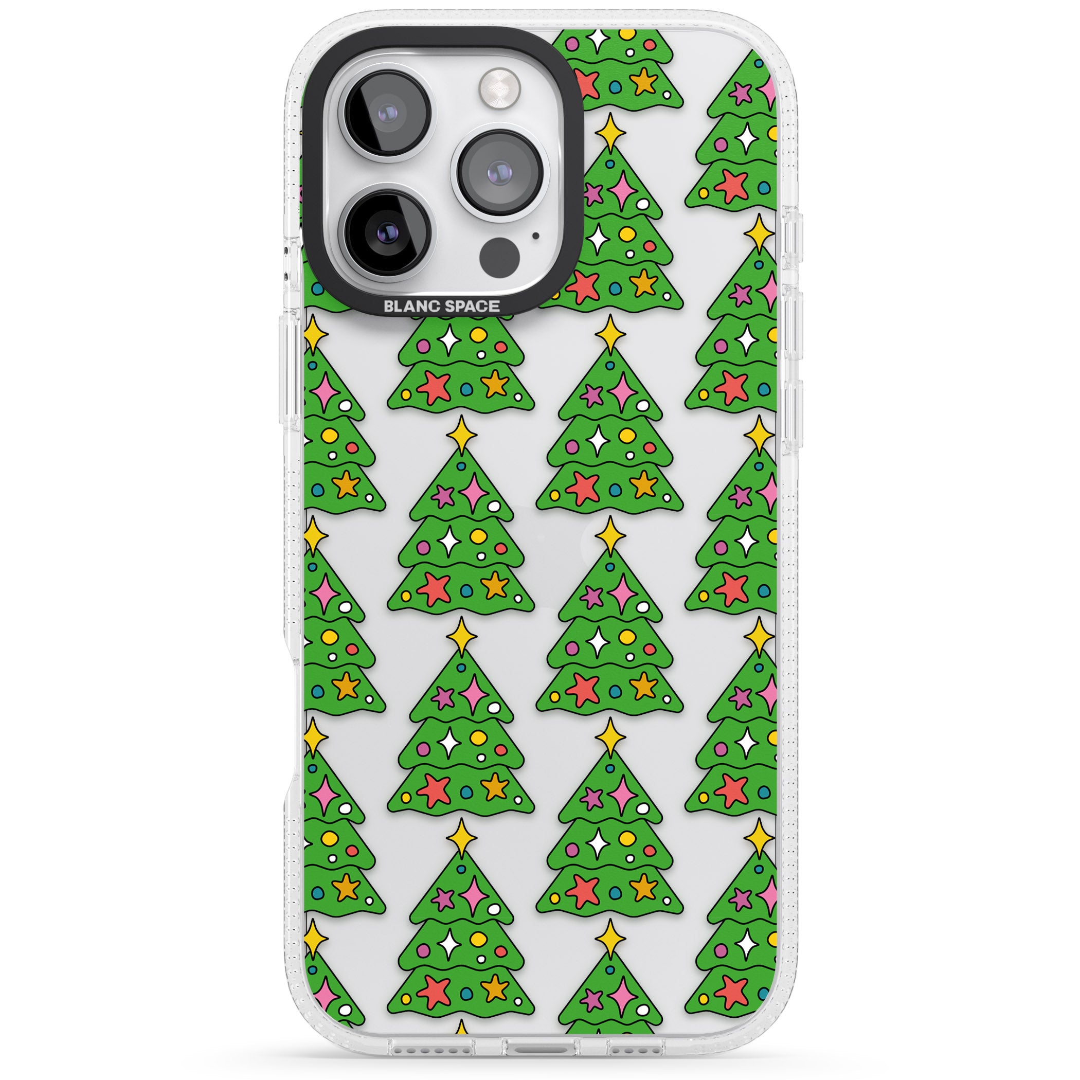 Christmas Tree Pattern (Clear) iPhone 16 Pro Max / 16 Pro Clear Case Impact Air - Blanc Space