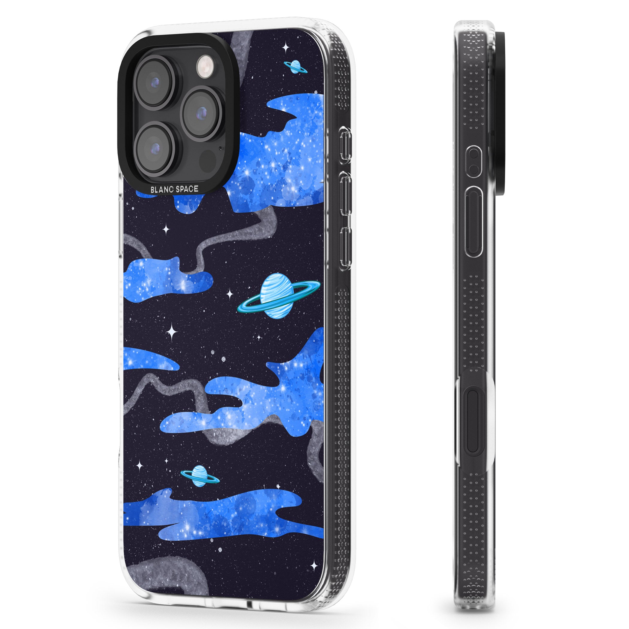 Blue Galaxy iPhone 16 Pro Max / 16 Pro Clear Case Impact Air - Blanc Space