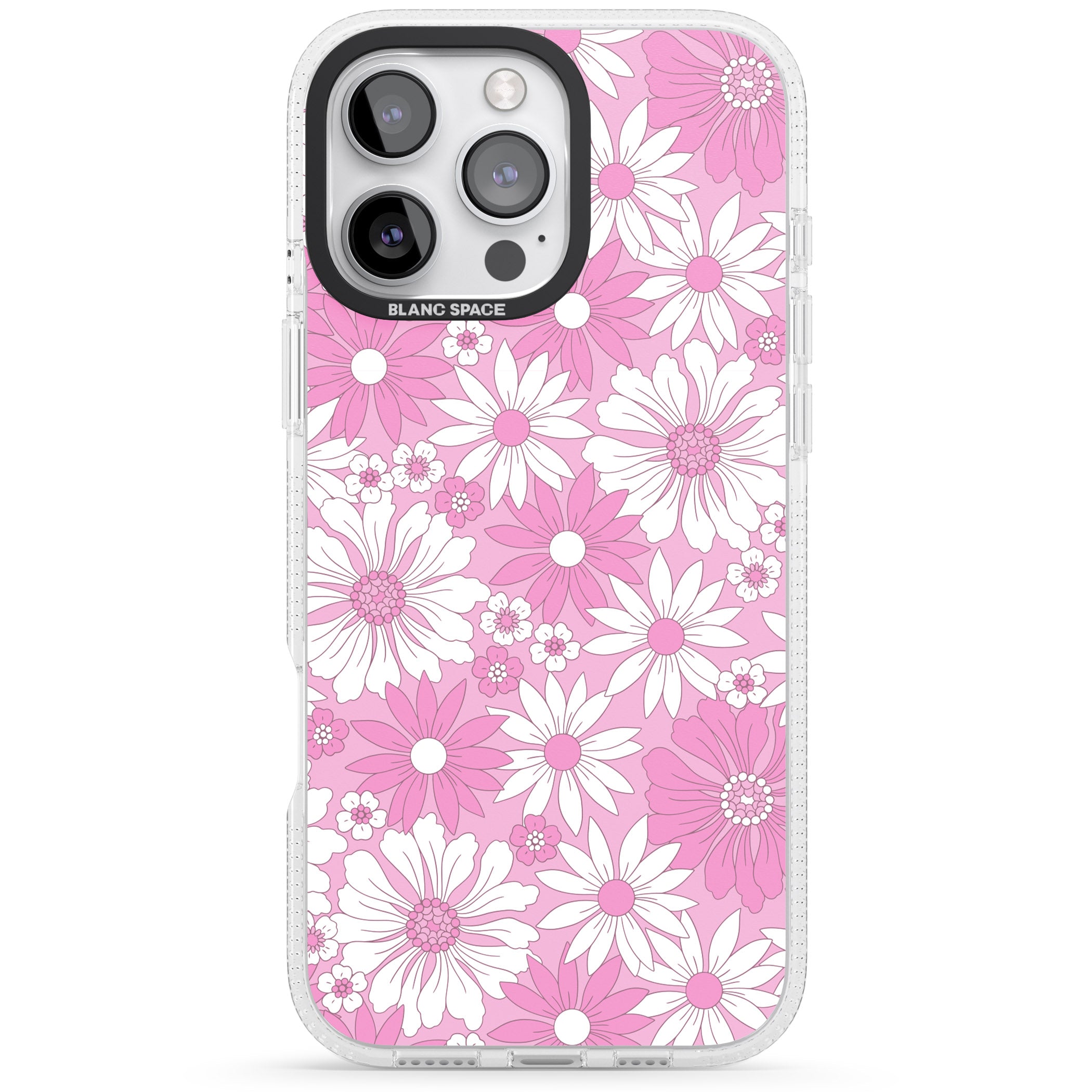 Pink & White Flowers iPhone 16 Pro Max / 16 Pro Clear Case Impact Air - Blanc Space