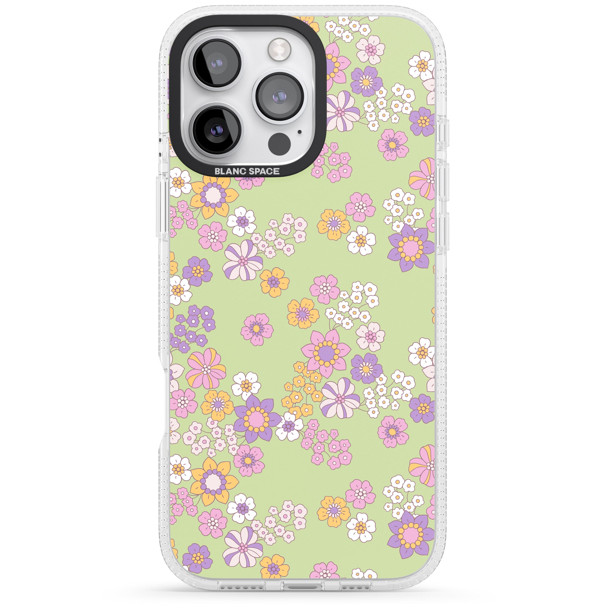 Grass Green Flowers iPhone 16 Pro Max / 16 Pro Clear Case Impact Air - Blanc Space
