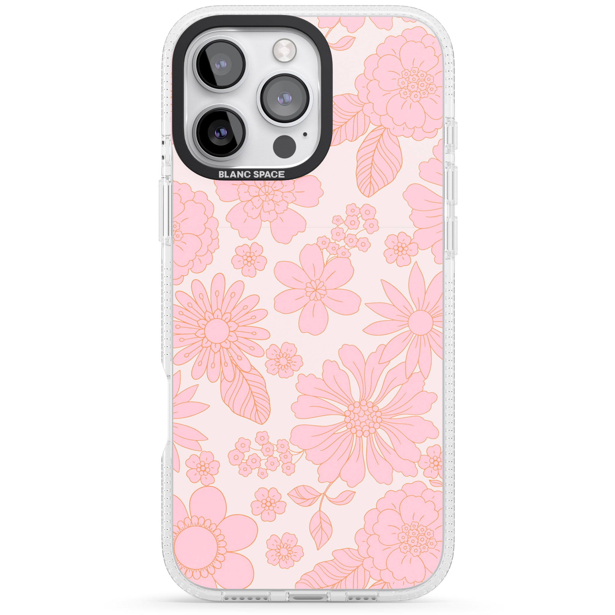 Gentle Pink Flowers iPhone 16 Pro Max / 16 Pro Clear Case Impact Air - Blanc Space