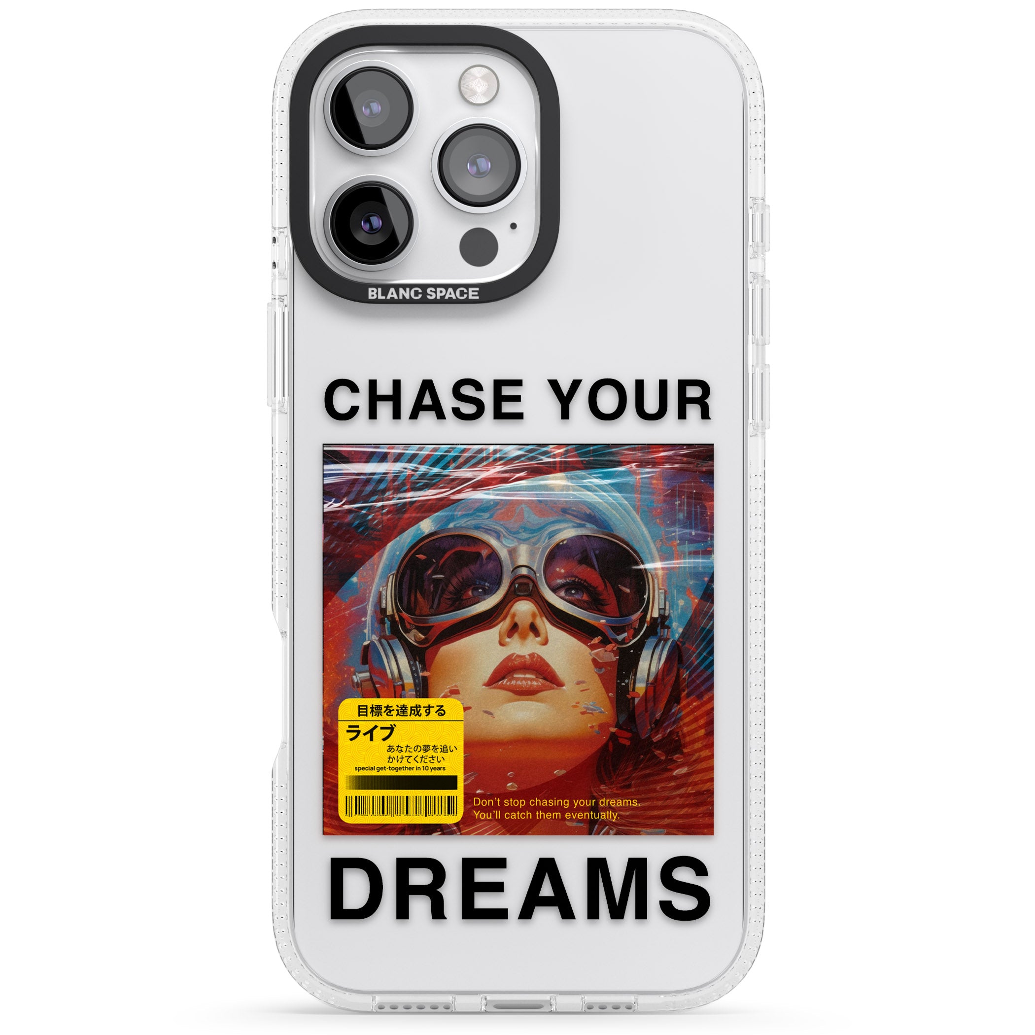 Chase Your Dreams iPhone 16 Pro Max / 16 Pro Clear Case Impact Air - Blanc Space