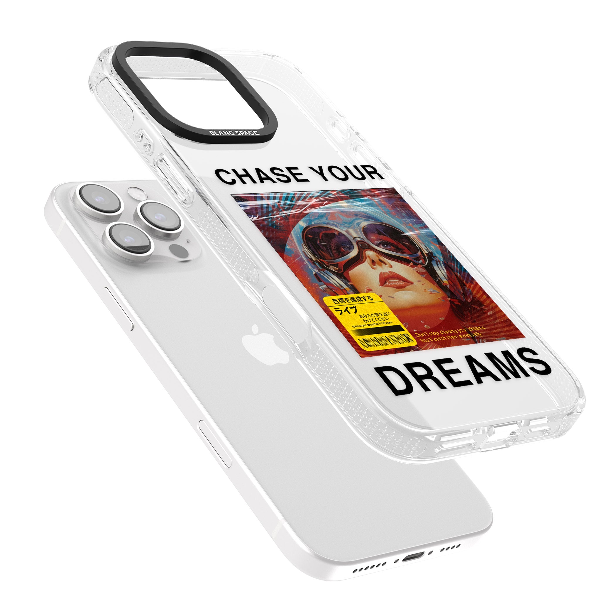 Chase Your Dreams iPhone 16 Pro Max / 16 Pro Clear Case Impact Air - Blanc Space