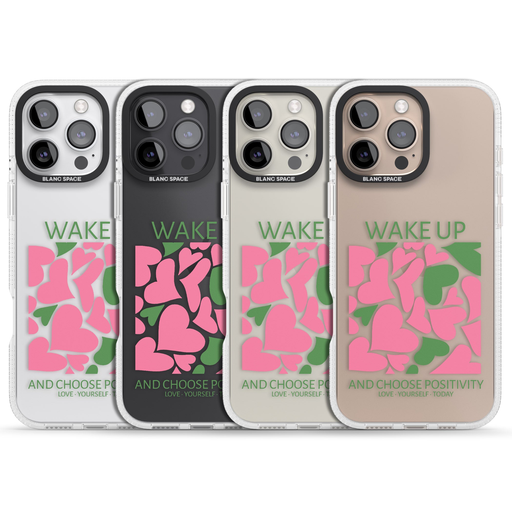 Wake Up And Choose Positivity iPhone 16 Pro Max / 16 Pro Clear Case Impact Air - Blanc Space