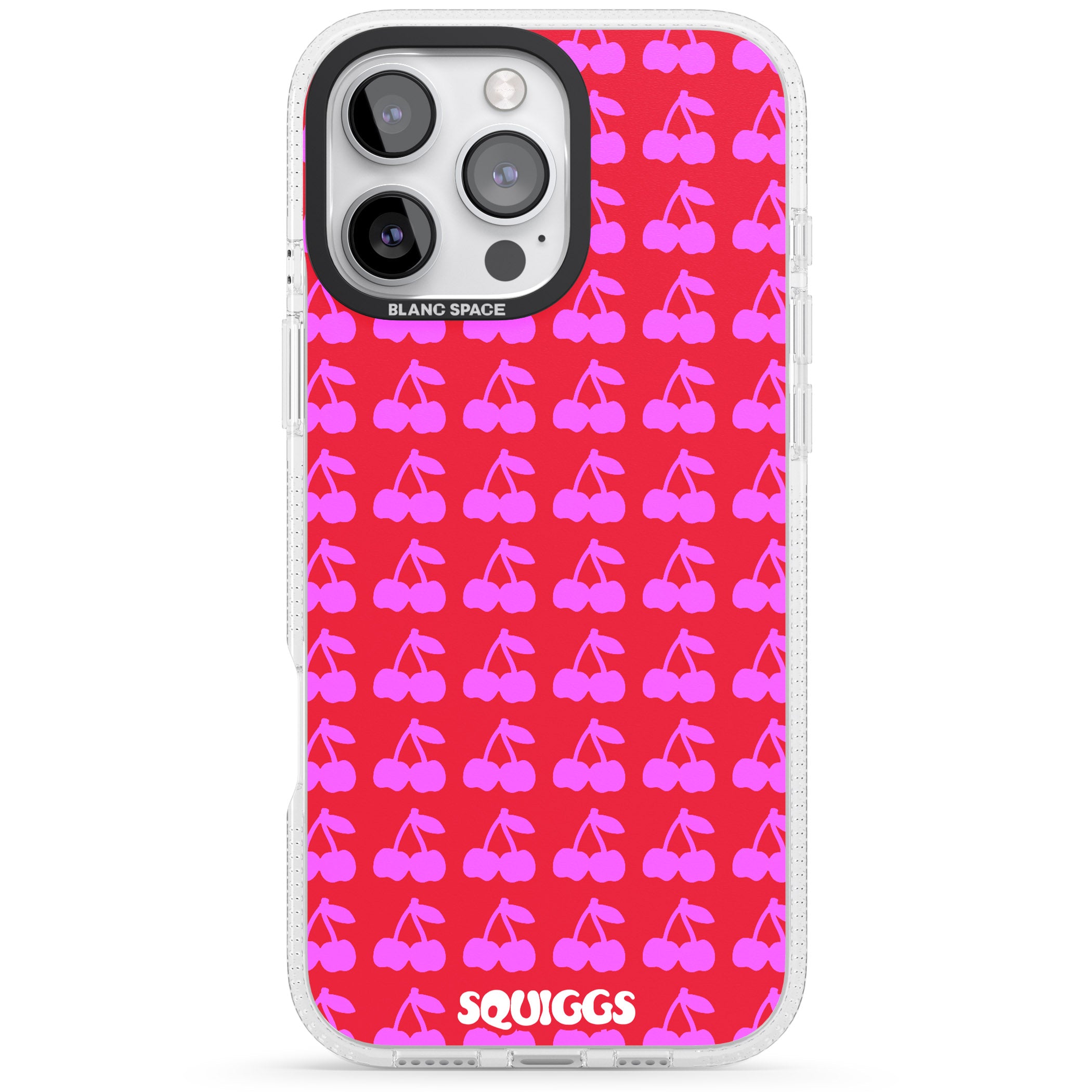 Red Cherries iPhone 16 Pro Max / 16 Pro Clear Case Impact Air - Blanc Space