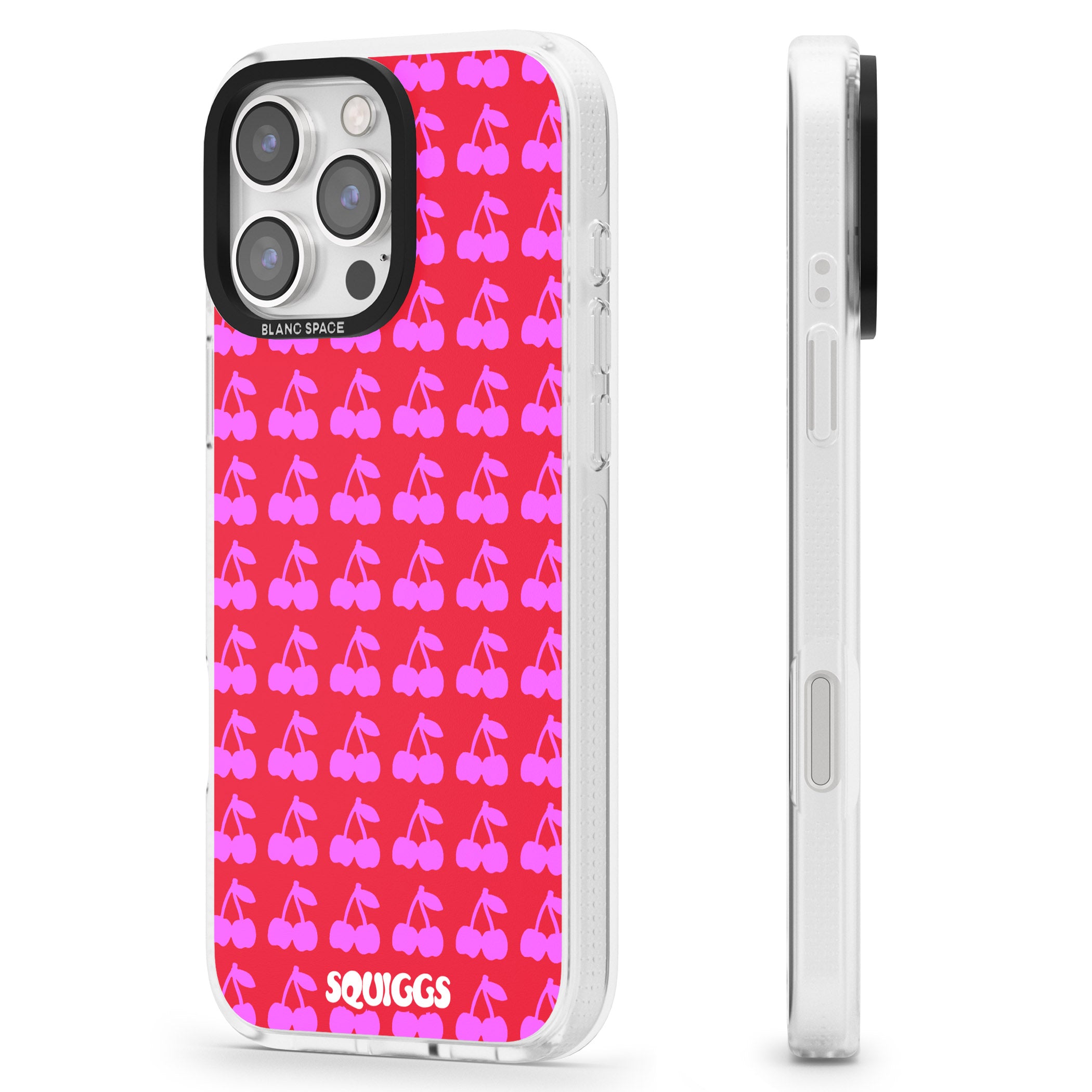 Red Cherries iPhone 16 Pro Max / 16 Pro Clear Case Impact Air - Blanc Space