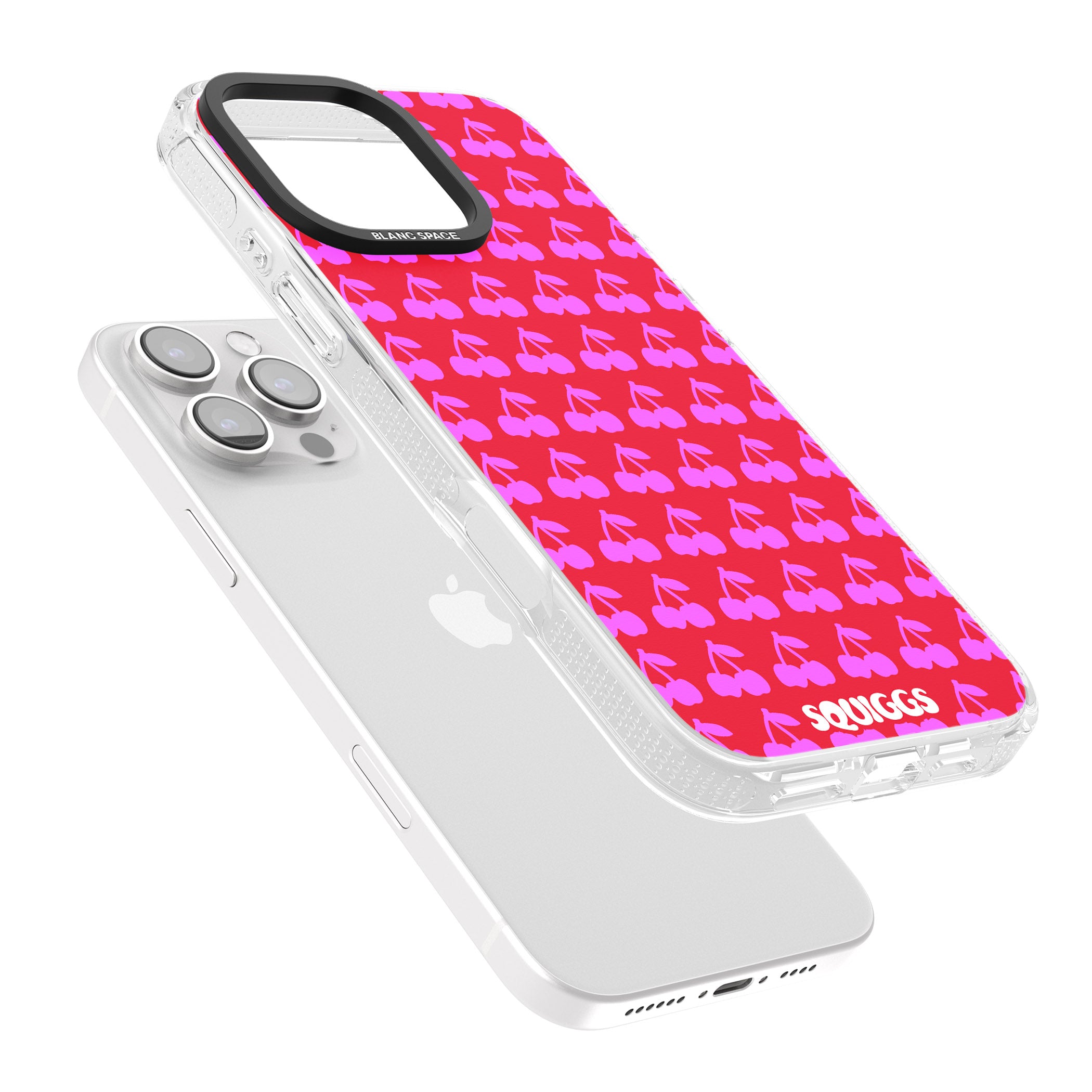 Red Cherries iPhone 16 Pro Max / 16 Pro Clear Case Impact Air - Blanc Space