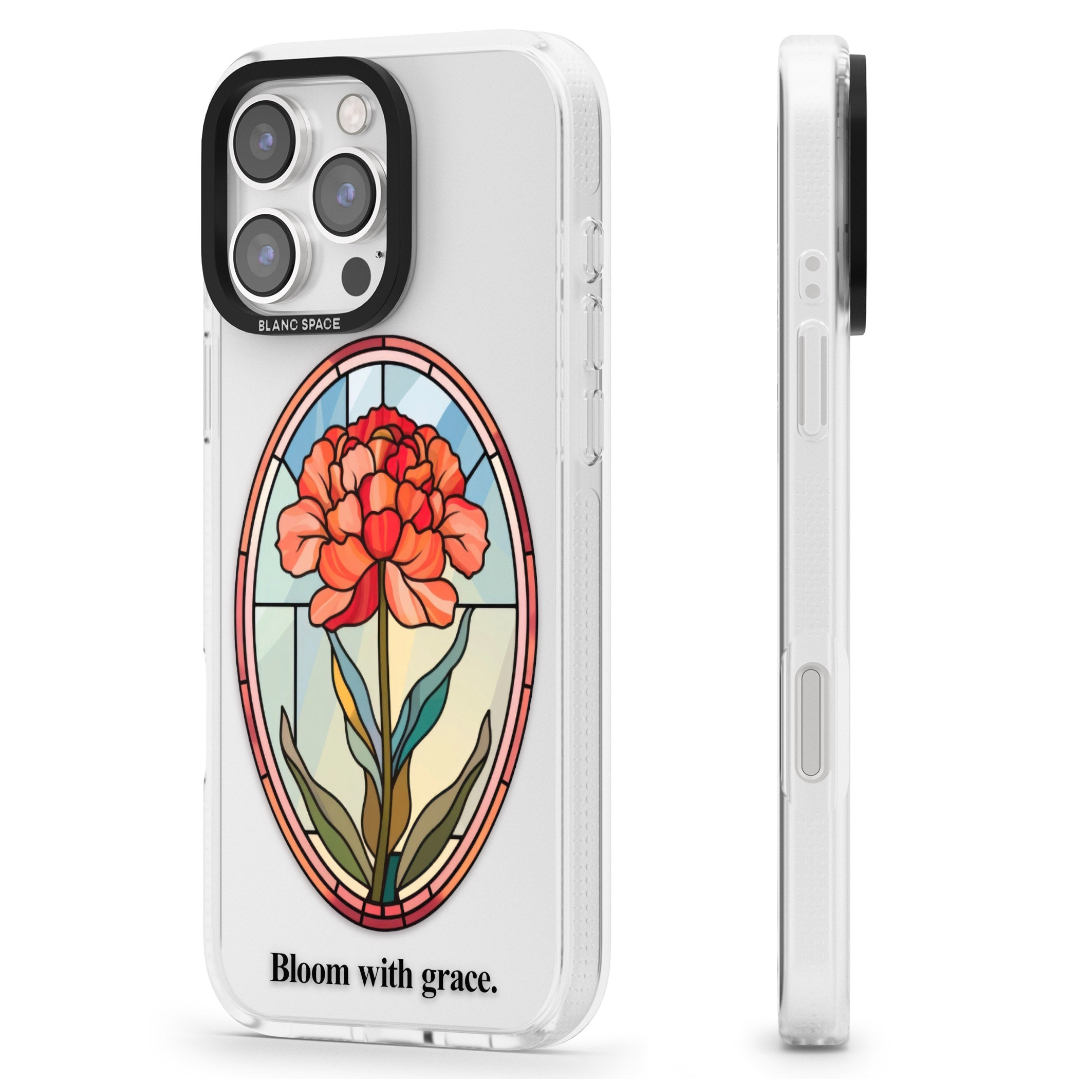 Bloom with grace iPhone 16 Pro Max / 16 Pro Clear Case Impact Air - Blanc Space