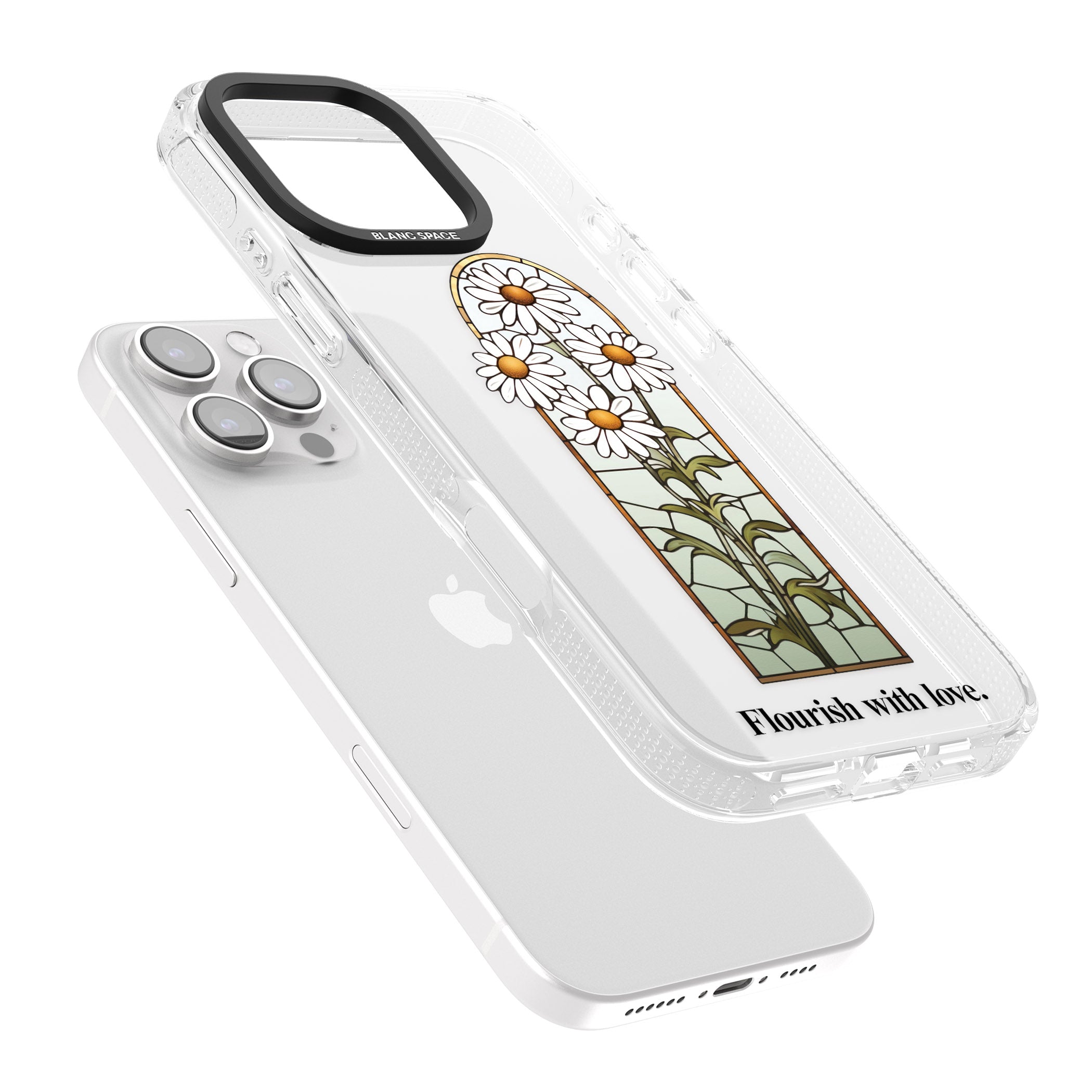 Flourish with love iPhone 16 Pro Max / 16 Pro Clear Case Impact Air - Blanc Space