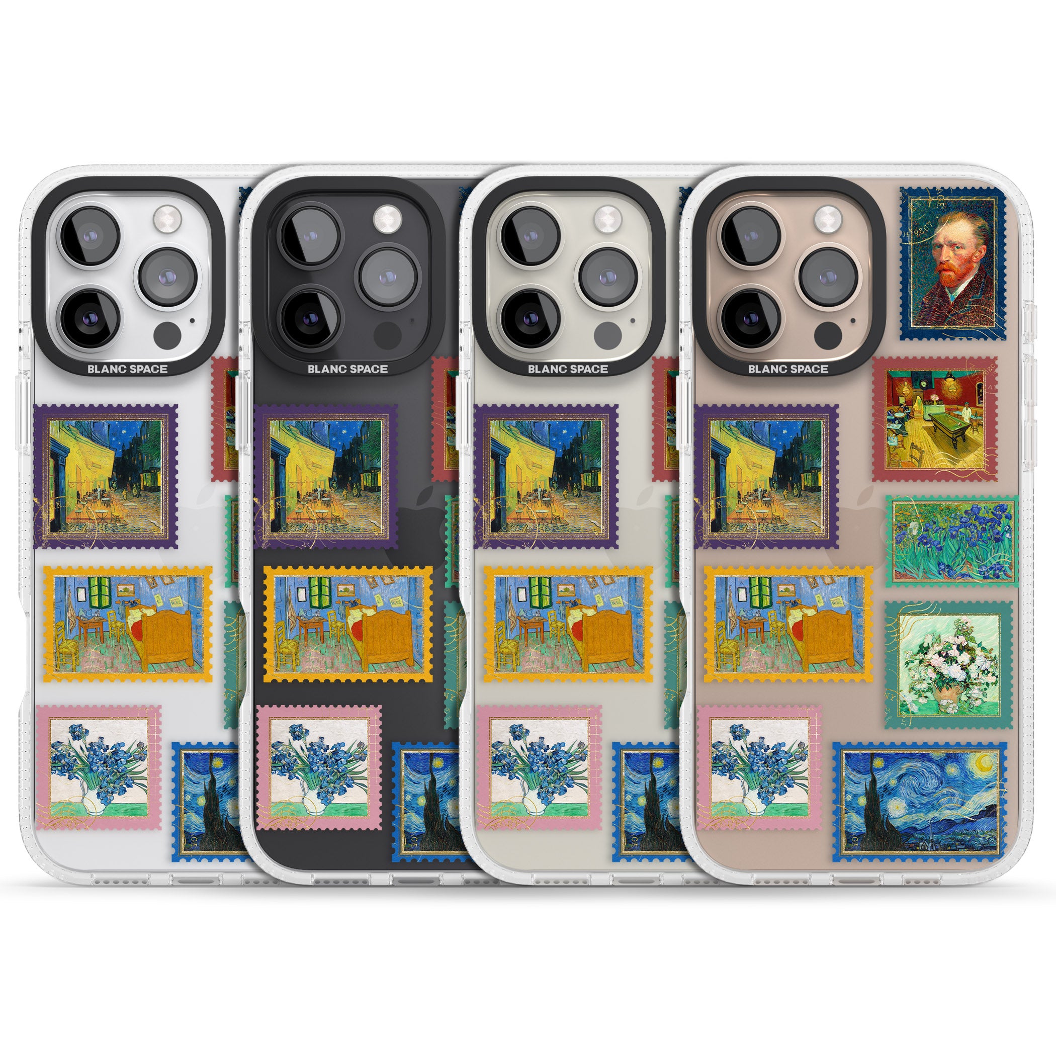 Colourful Vintage Art Stamps iPhone 16 Pro Max / 16 Pro Clear Case Impact Air - Blanc Space