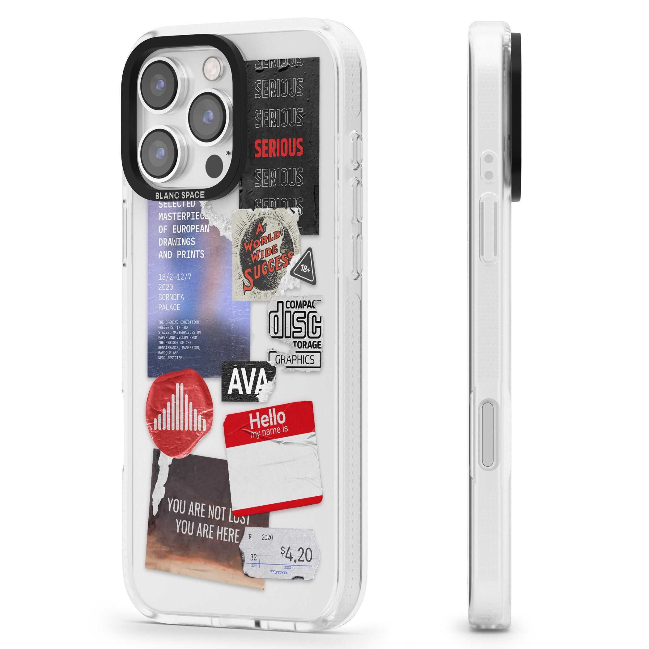 Red & Black Sticker Mix iPhone 16 Pro Max / 16 Pro Clear Case Impact Air - Blanc Space