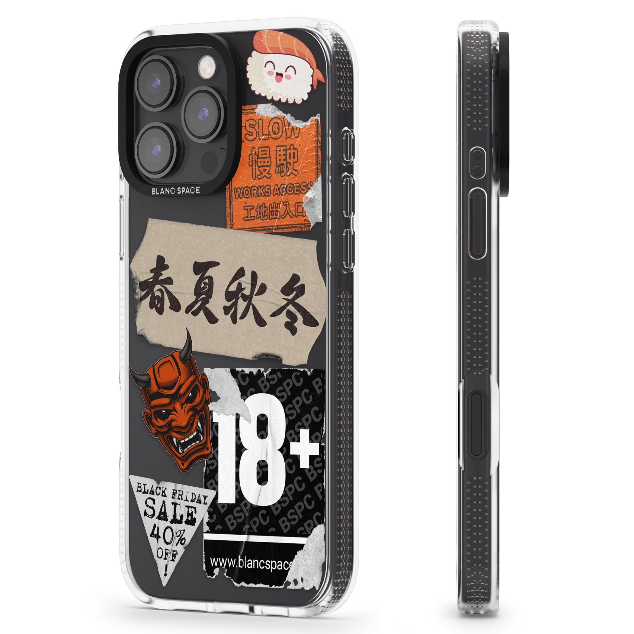 Asian Sticker Mix iPhone 16 Pro Max / 16 Pro Clear Case Impact Air - Blanc Space