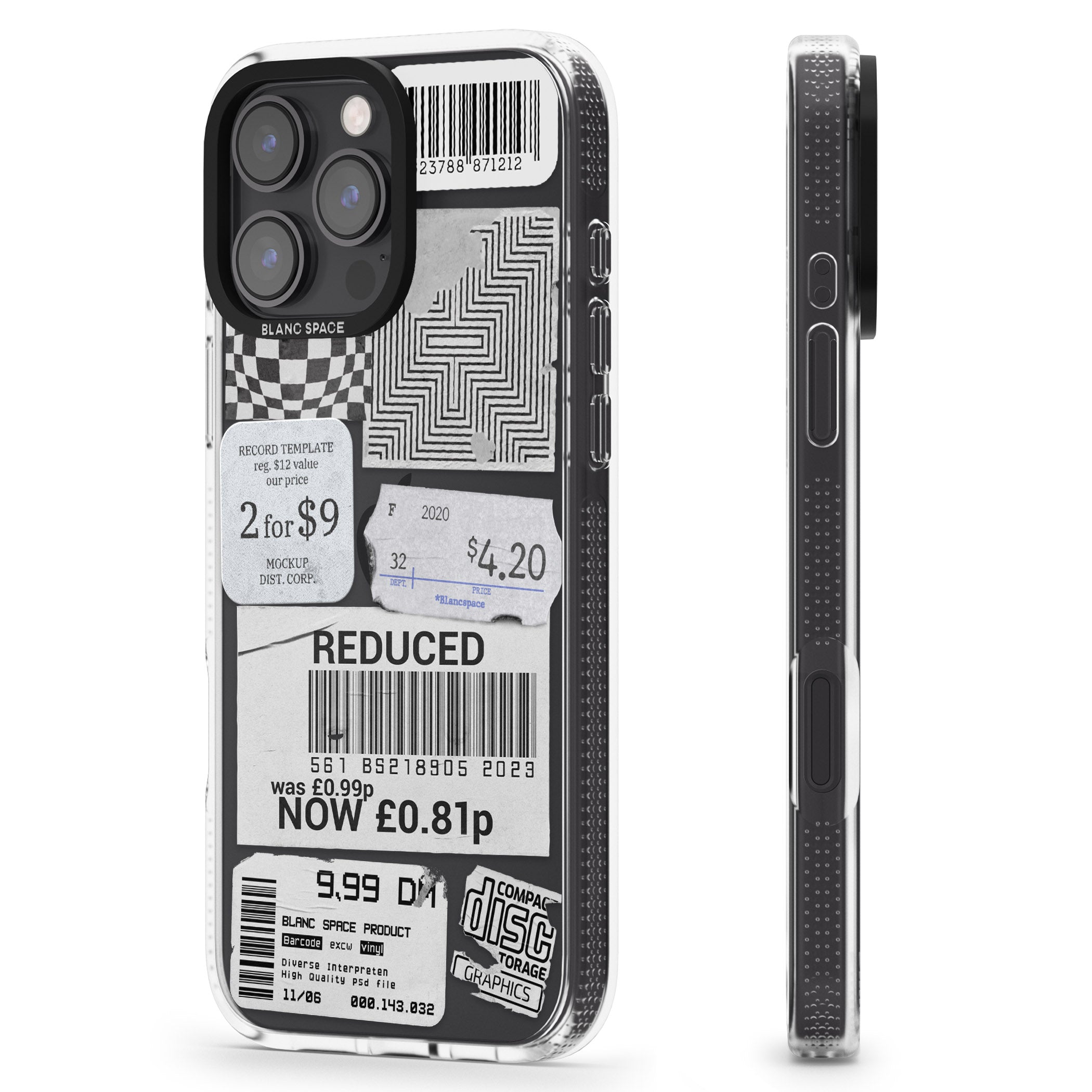 White Sticker Mix iPhone 16 Pro Max / 16 Pro Clear Case Impact Air - Blanc Space