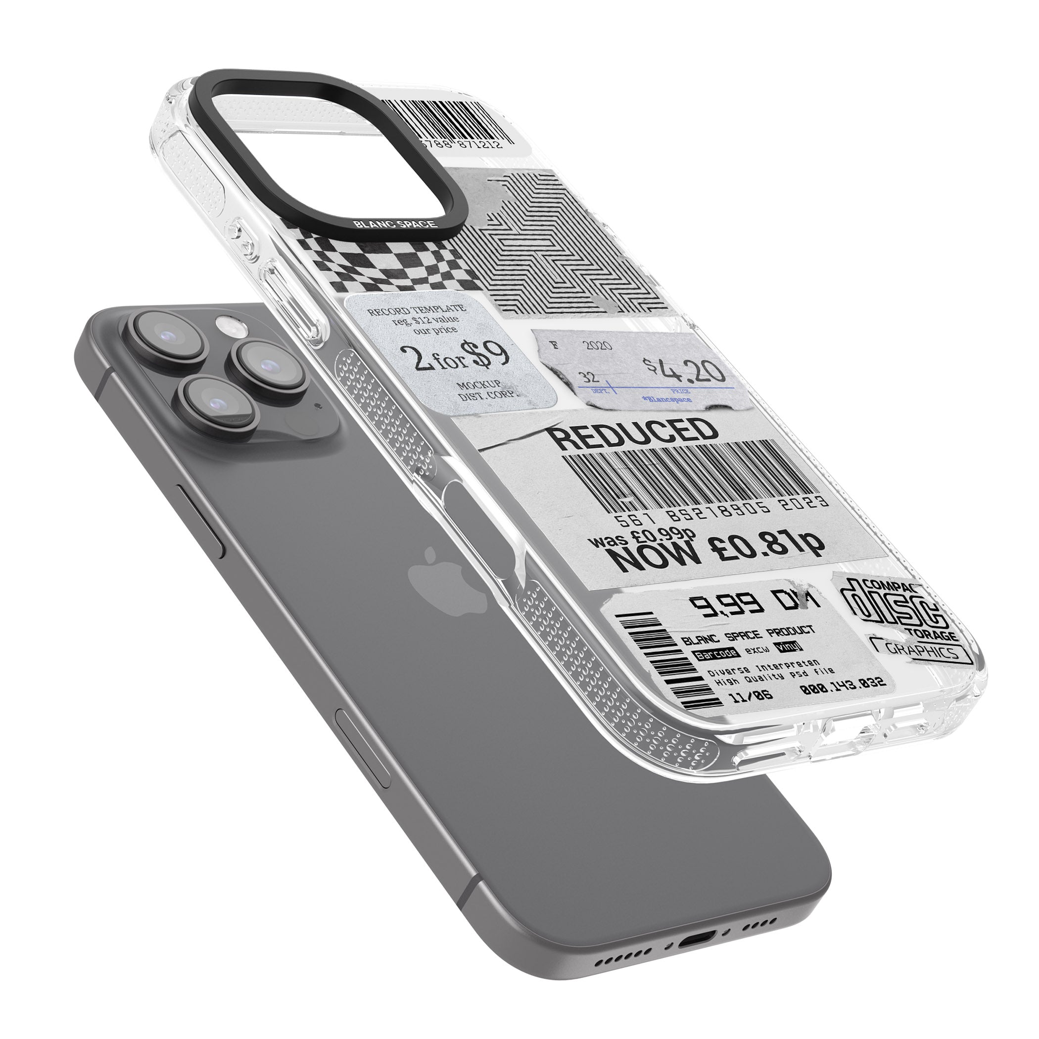 White Sticker Mix iPhone 16 Pro Max / 16 Pro Clear Case Impact Air - Blanc Space