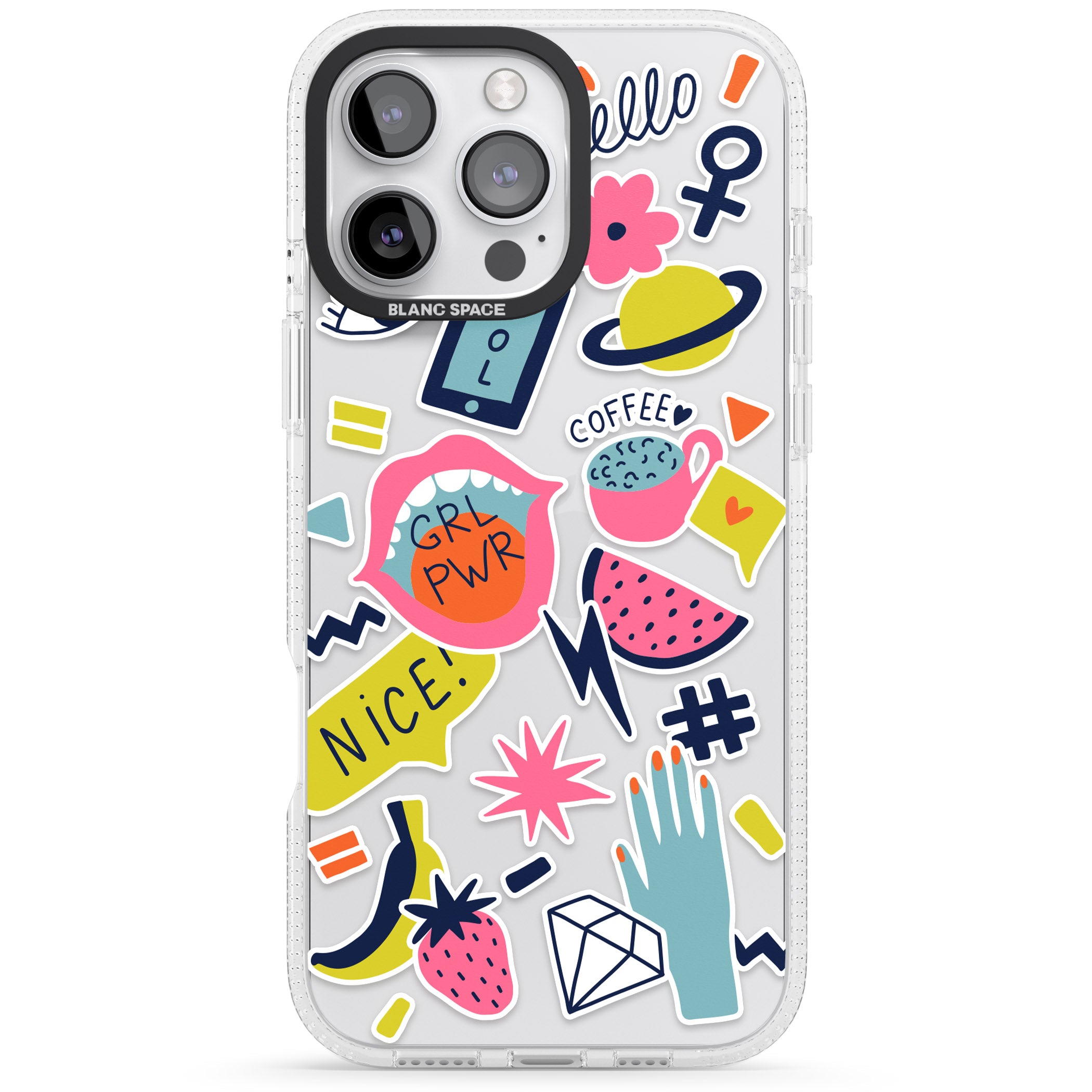 GRL PWR iPhone 16 Pro Max / 16 Pro Clear Case Impact Air - Blanc Space
