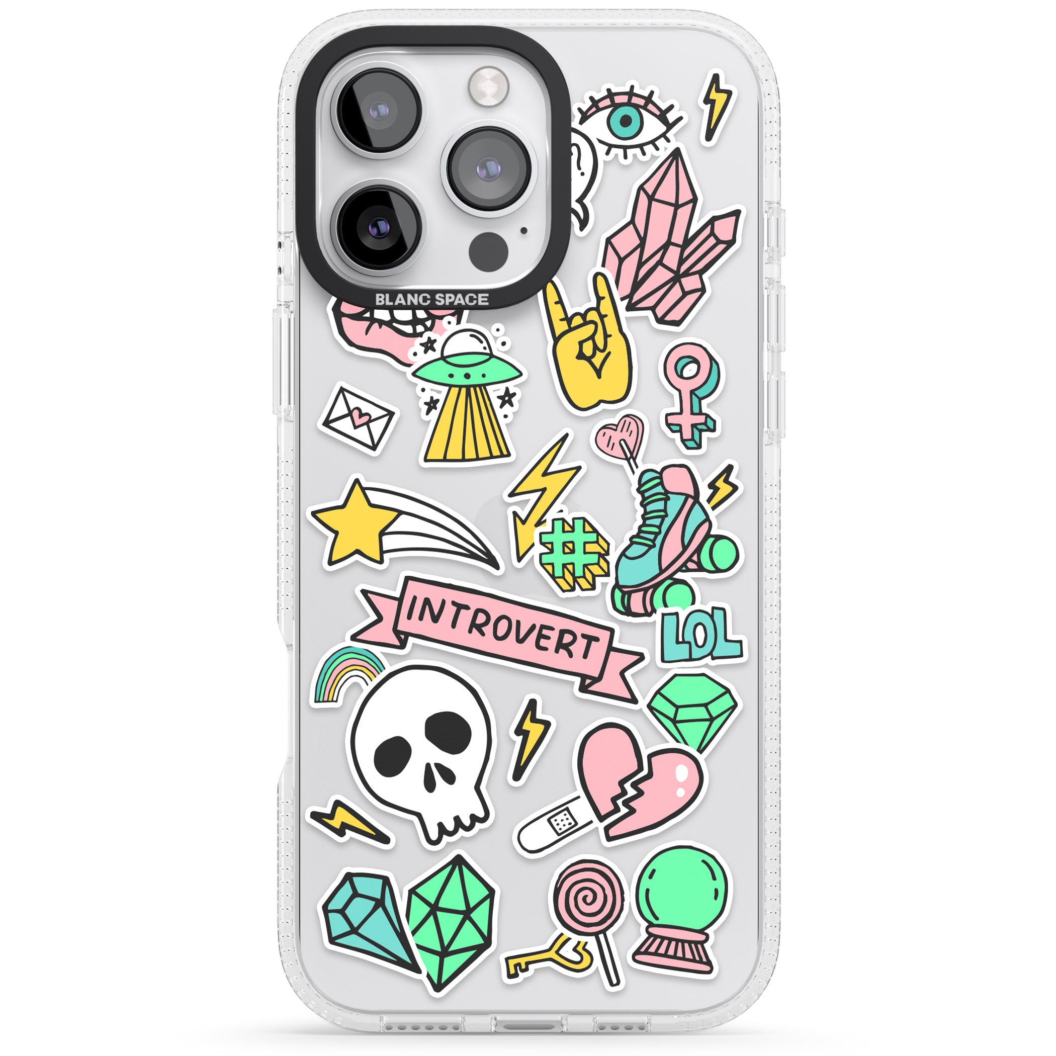 Introvert Sticker iPhone 16 Pro Max / 16 Pro Clear Case Impact Air - Blanc Space