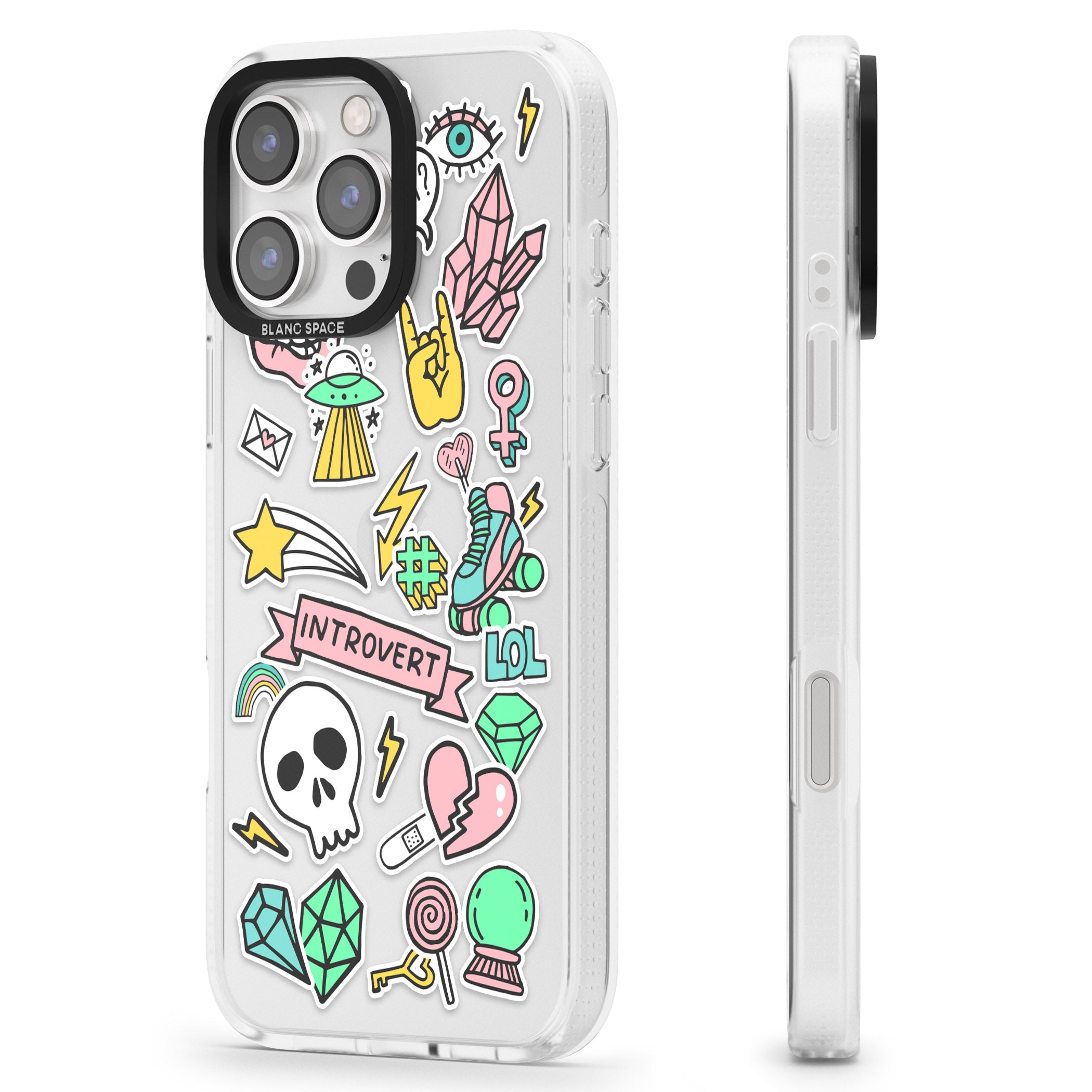 Introvert Sticker iPhone 16 Pro Max / 16 Pro Clear Case Impact Air - Blanc Space