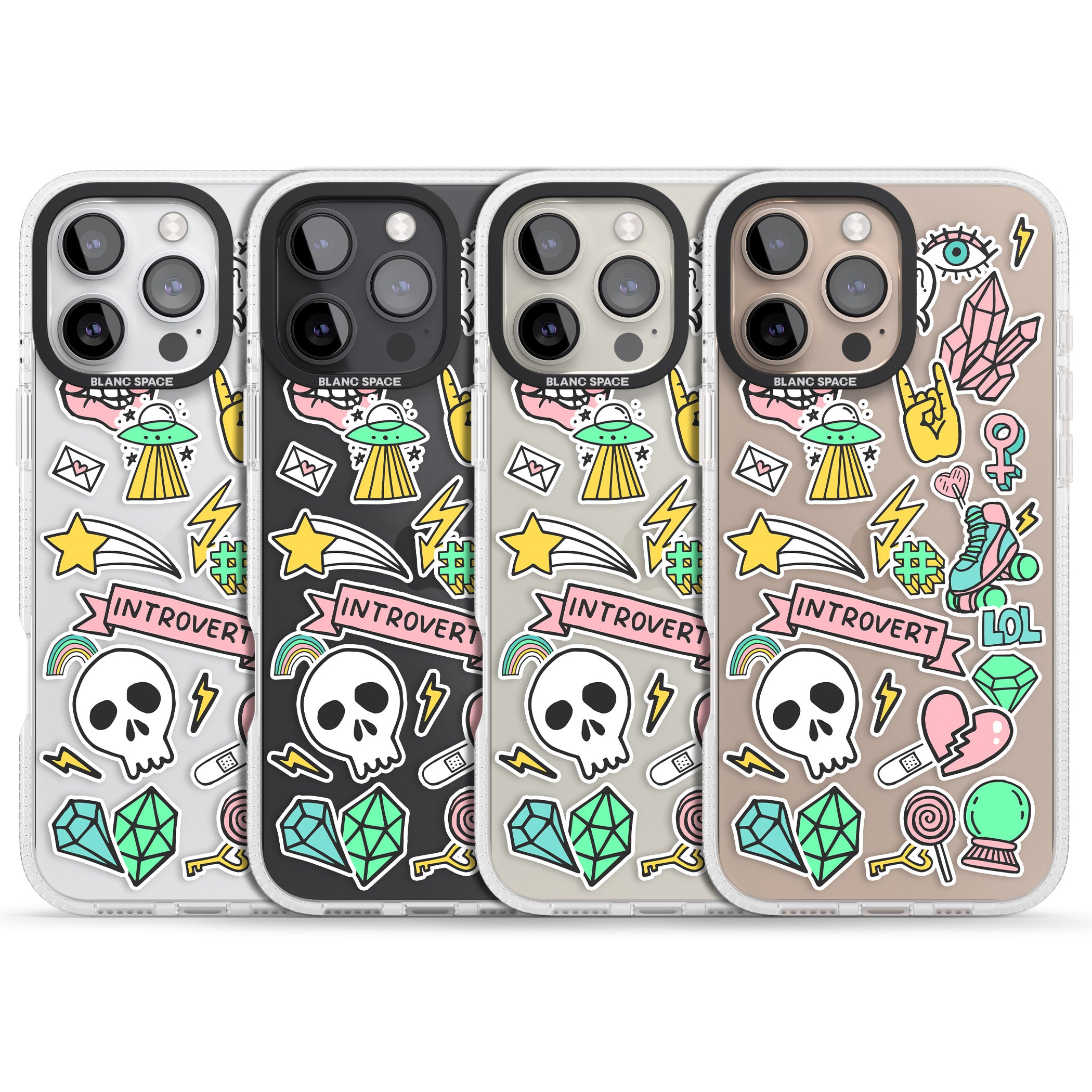 Introvert Sticker iPhone 16 Pro Max / 16 Pro Clear Case Impact Air - Blanc Space