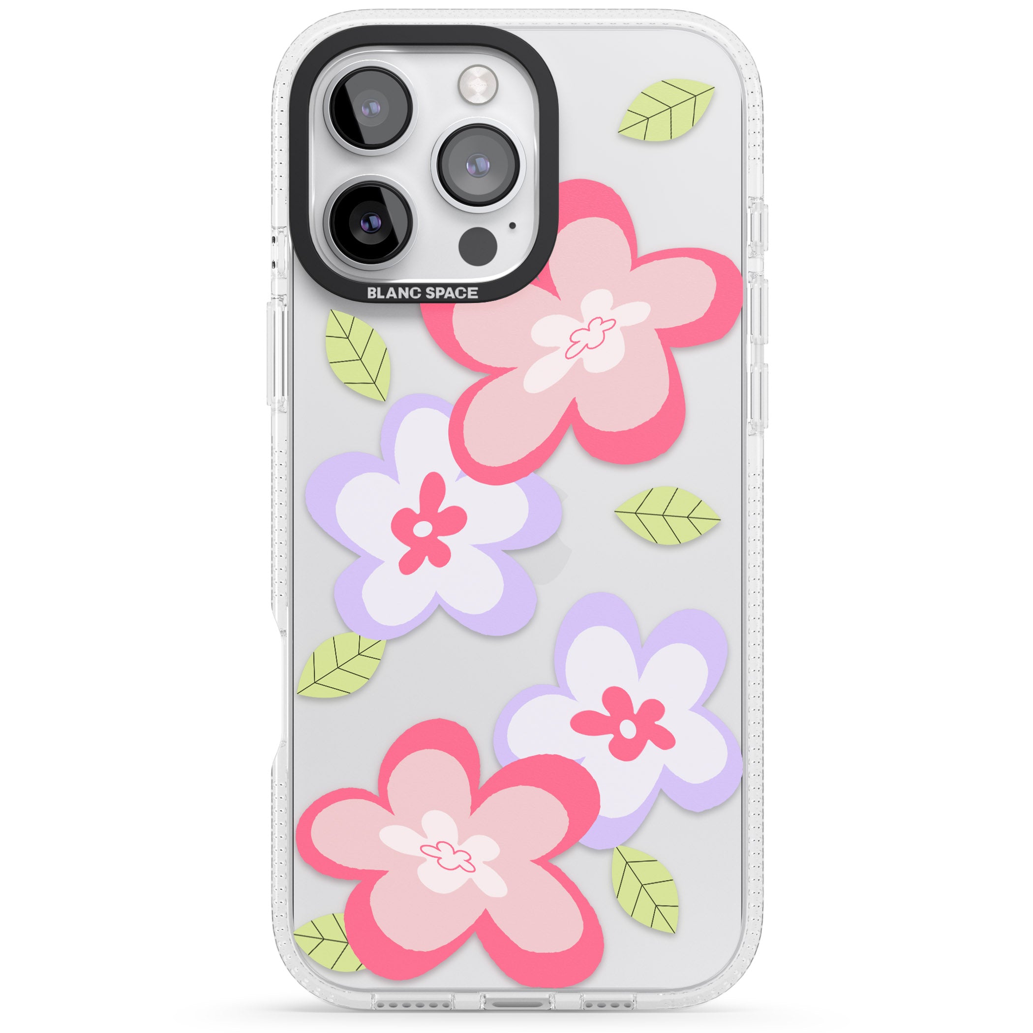 Funky Flowers iPhone 16 Pro Max / 16 Pro Clear Case Impact Air - Blanc Space