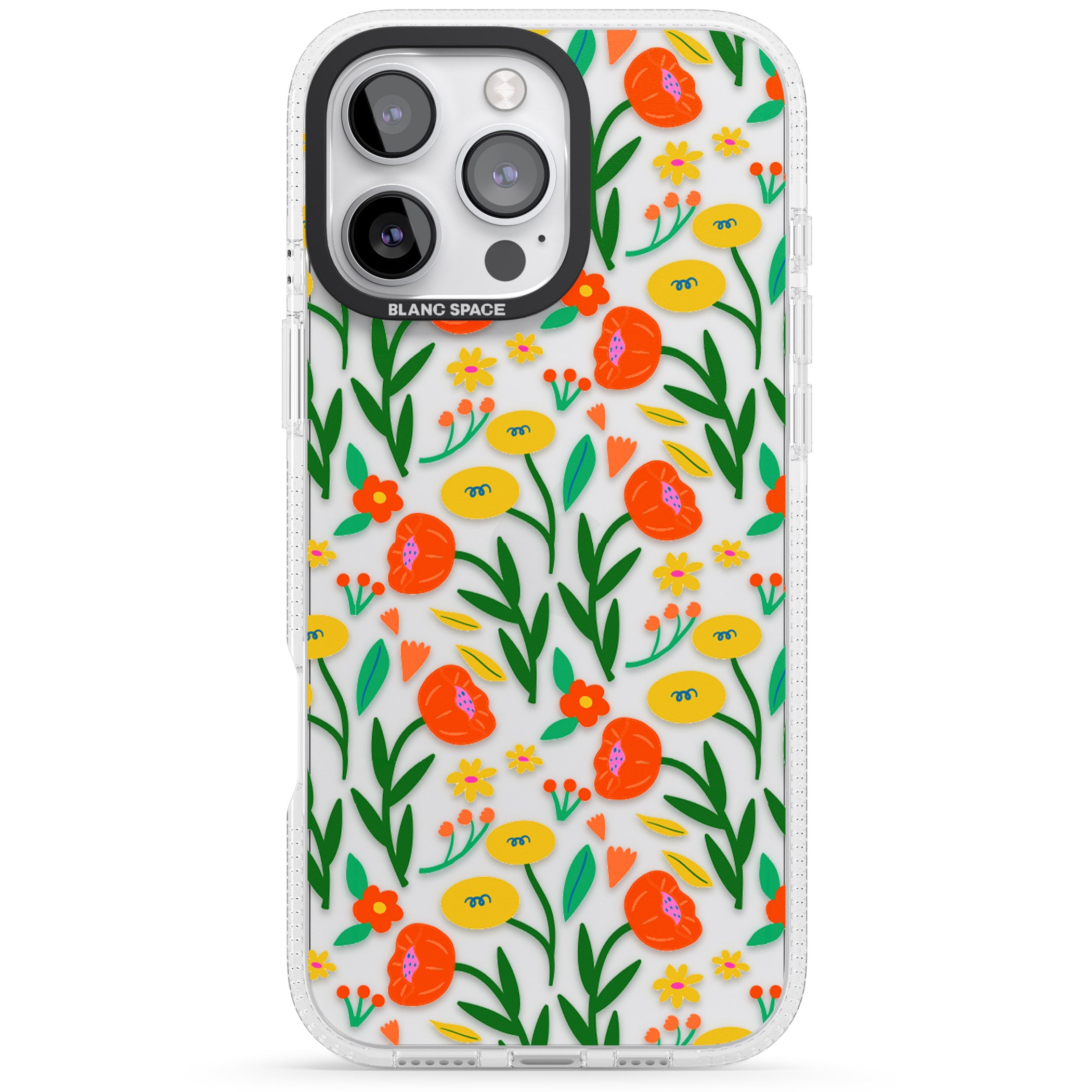 Summer Flower Fiesta iPhone 16 Pro Max / 16 Pro Clear Case Impact Air - Blanc Space