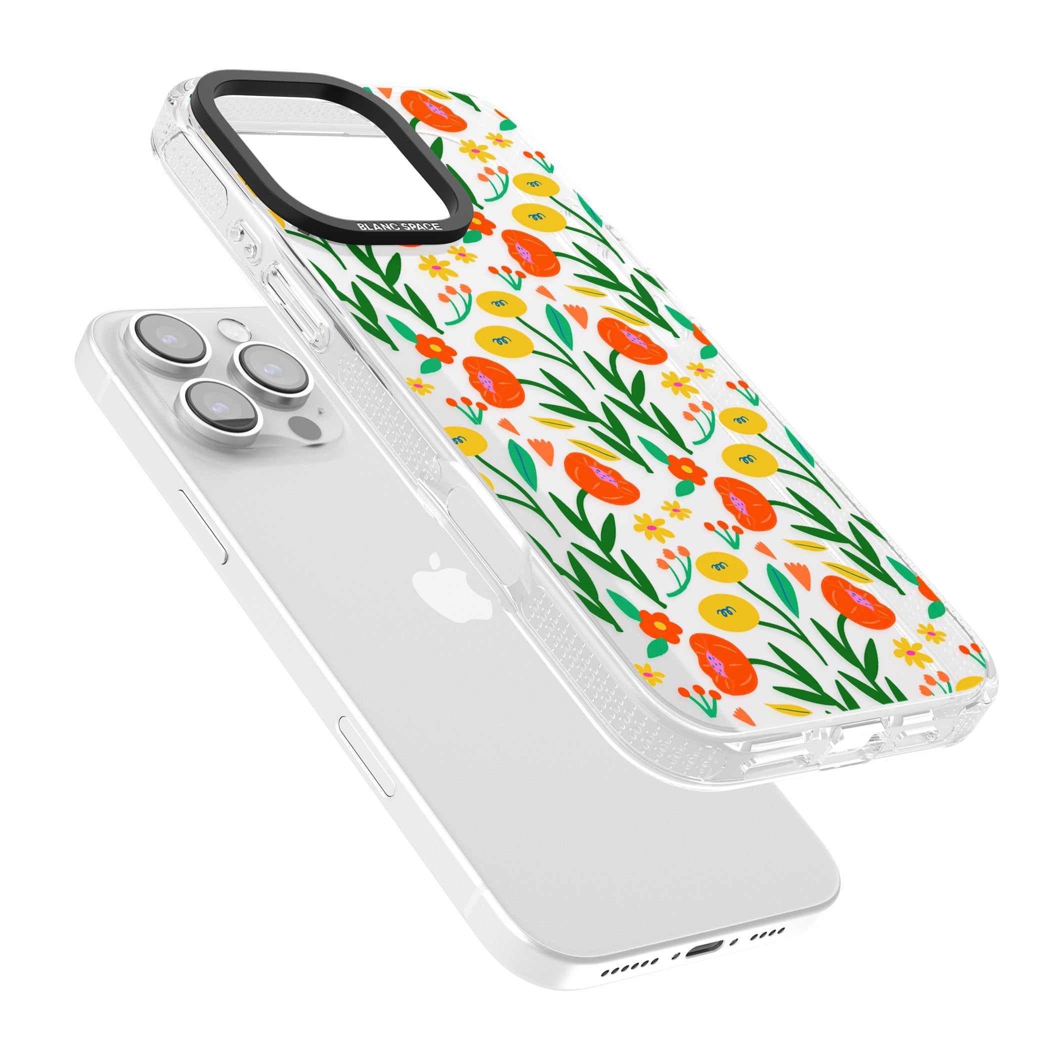 Summer Flower Fiesta iPhone 16 Pro Max / 16 Pro Clear Case Impact Air - Blanc Space
