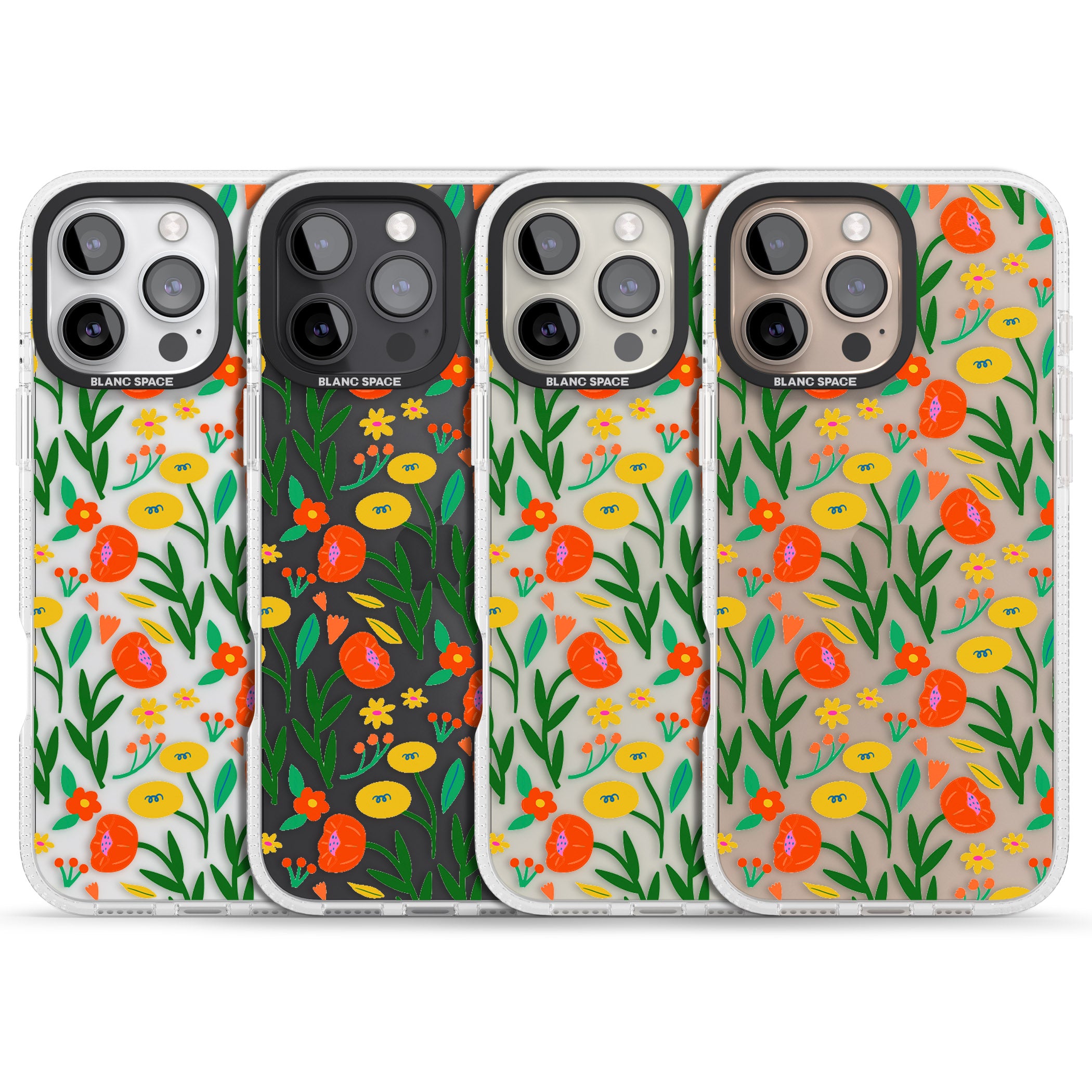 Summer Flower Fiesta iPhone 16 Pro Max / 16 Pro Clear Case Impact Air - Blanc Space