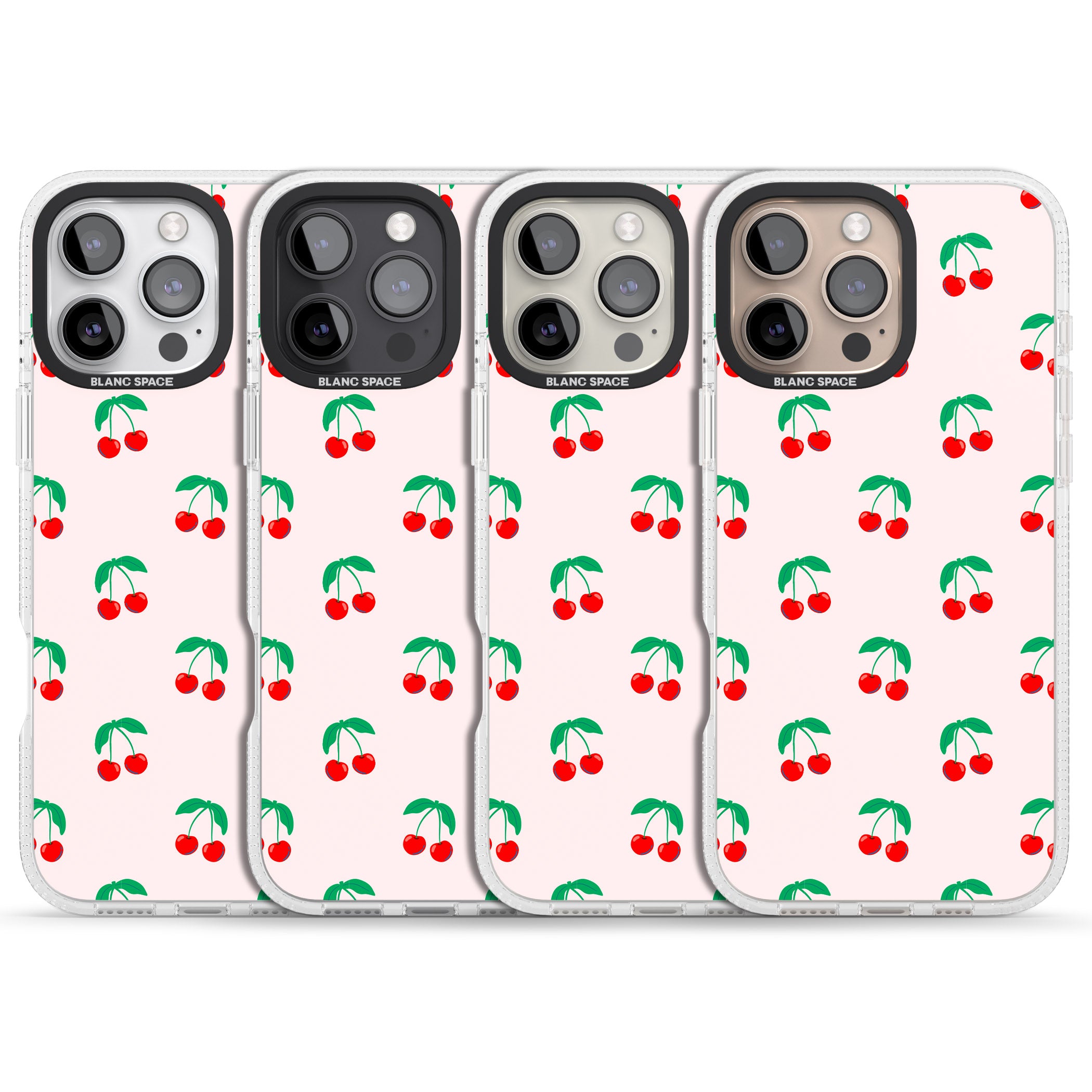 Cute Cherry Pattern iPhone 16 Pro Max / 16 Pro Clear Case Impact Air - Blanc Space