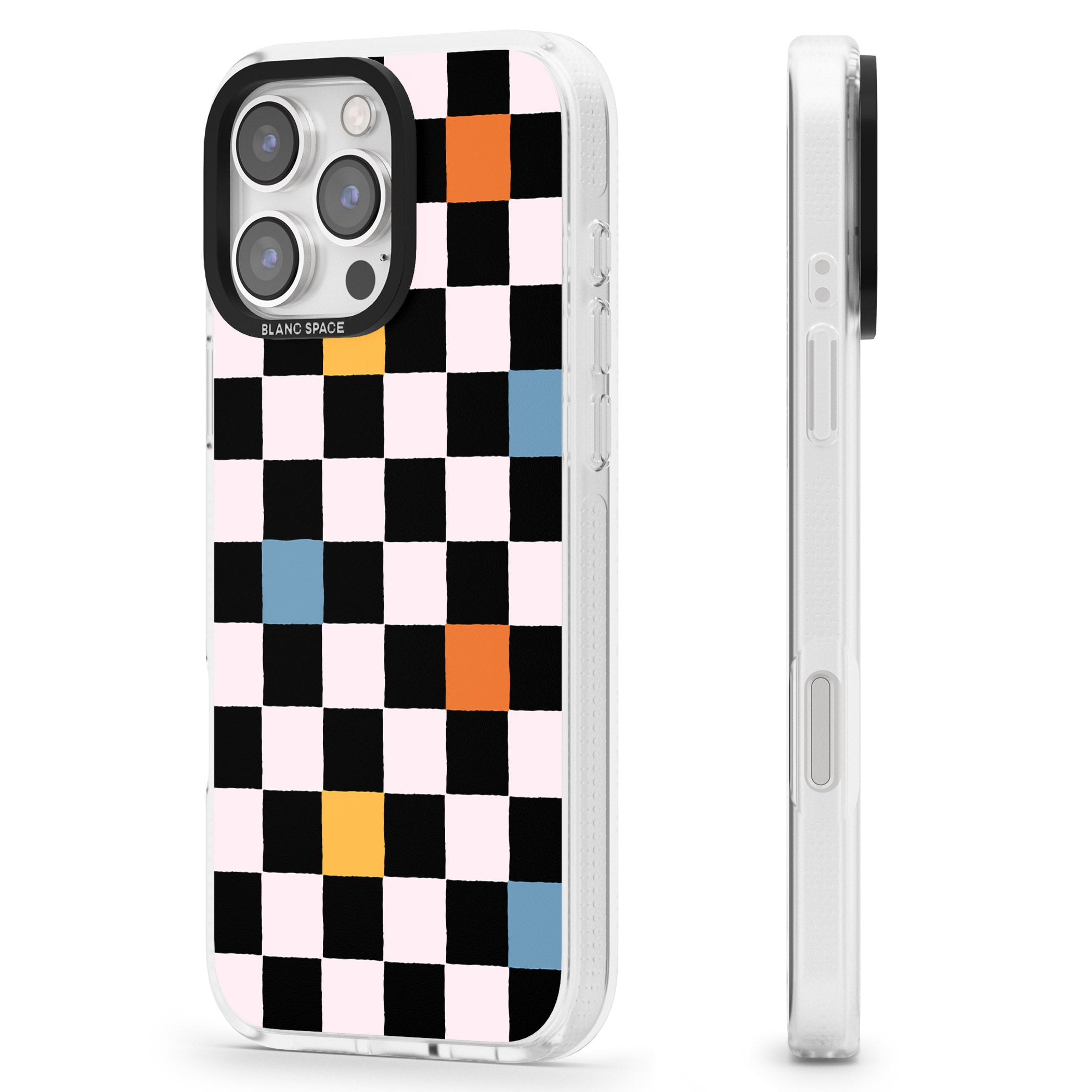 Vibrant Retro Checkered iPhone 16 Pro Max / 16 Pro Clear Case Impact Air - Blanc Space