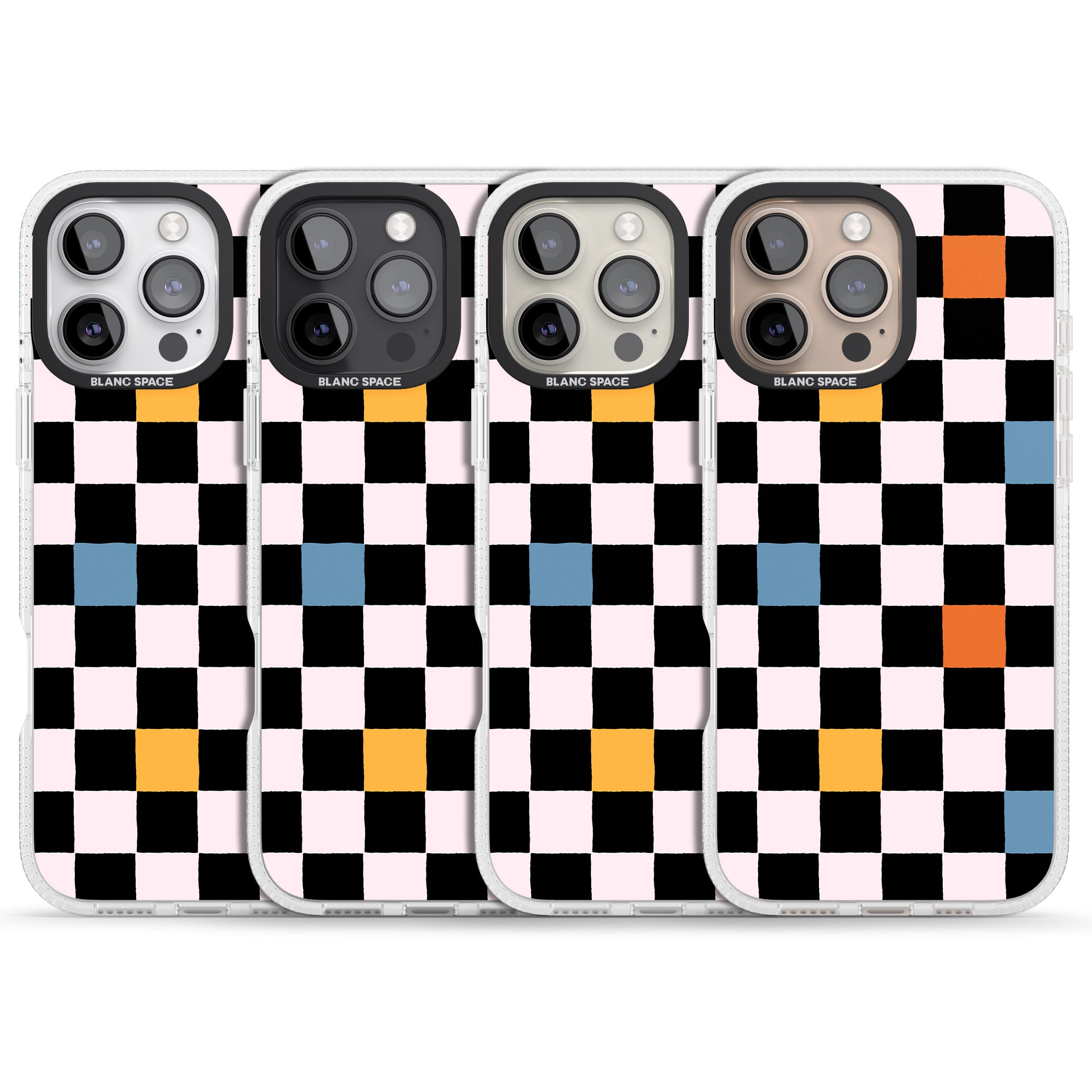 Vibrant Retro Checkered iPhone 16 Pro Max / 16 Pro Clear Case Impact Air - Blanc Space