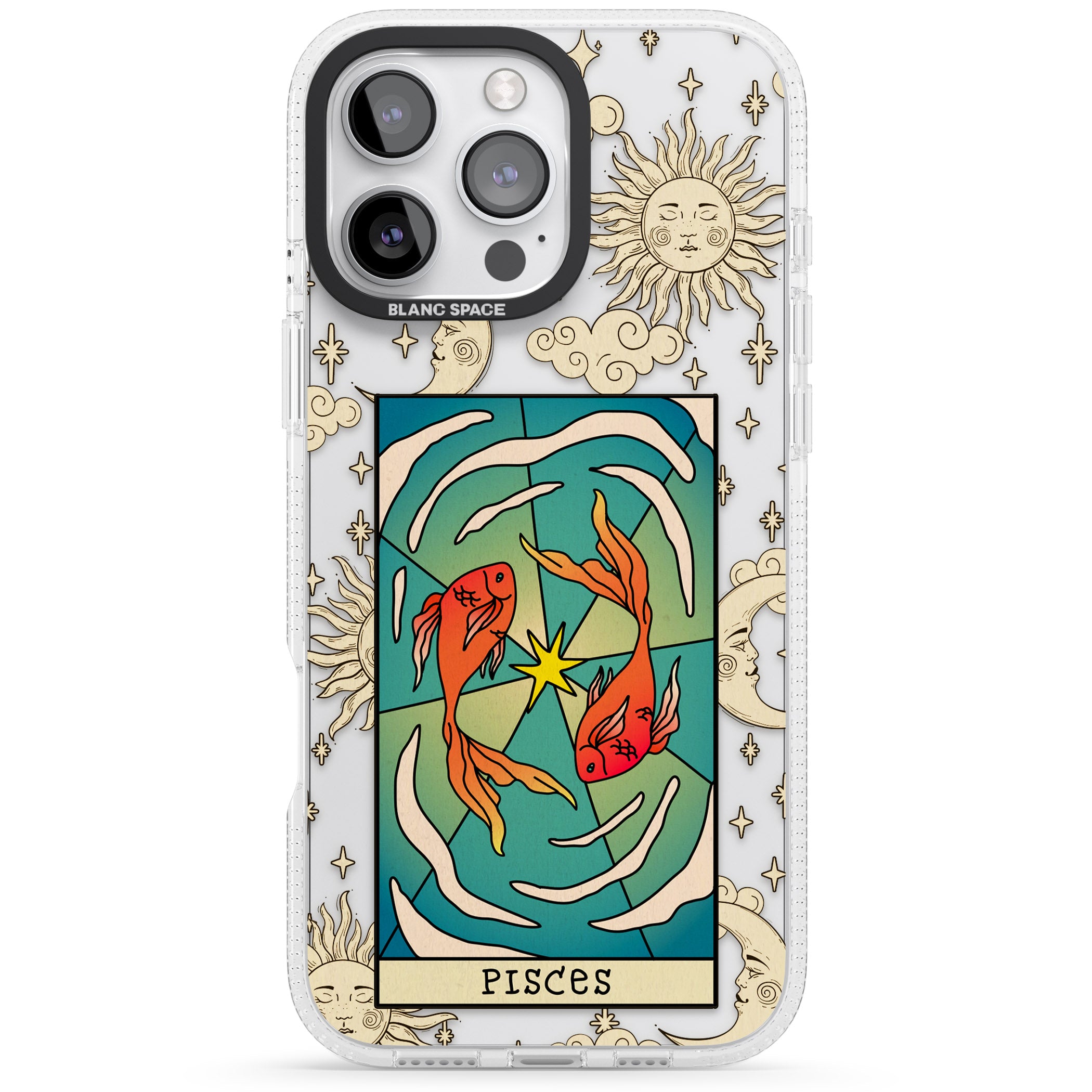 Celestial Zodiac - Pisces iPhone 16 Pro Max / 16 Pro Clear Case Impact Air - Blanc Space