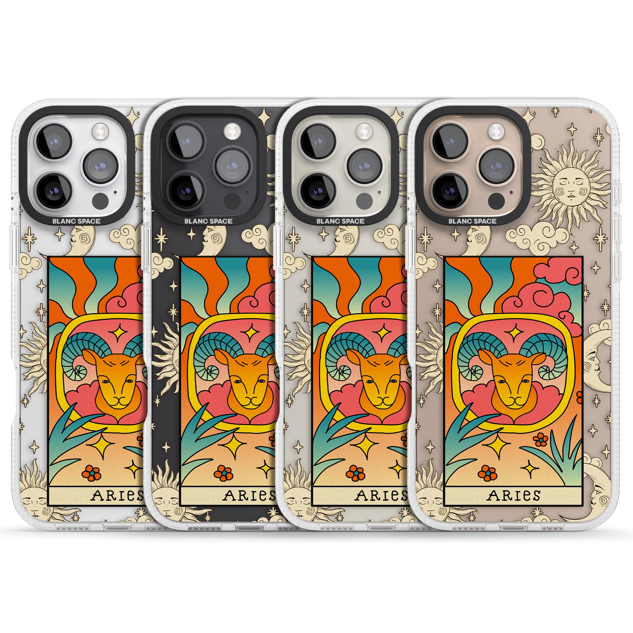 Celestial Zodiac - Aries iPhone 16 Pro Max / 16 Pro Clear Case Impact Air - Blanc Space