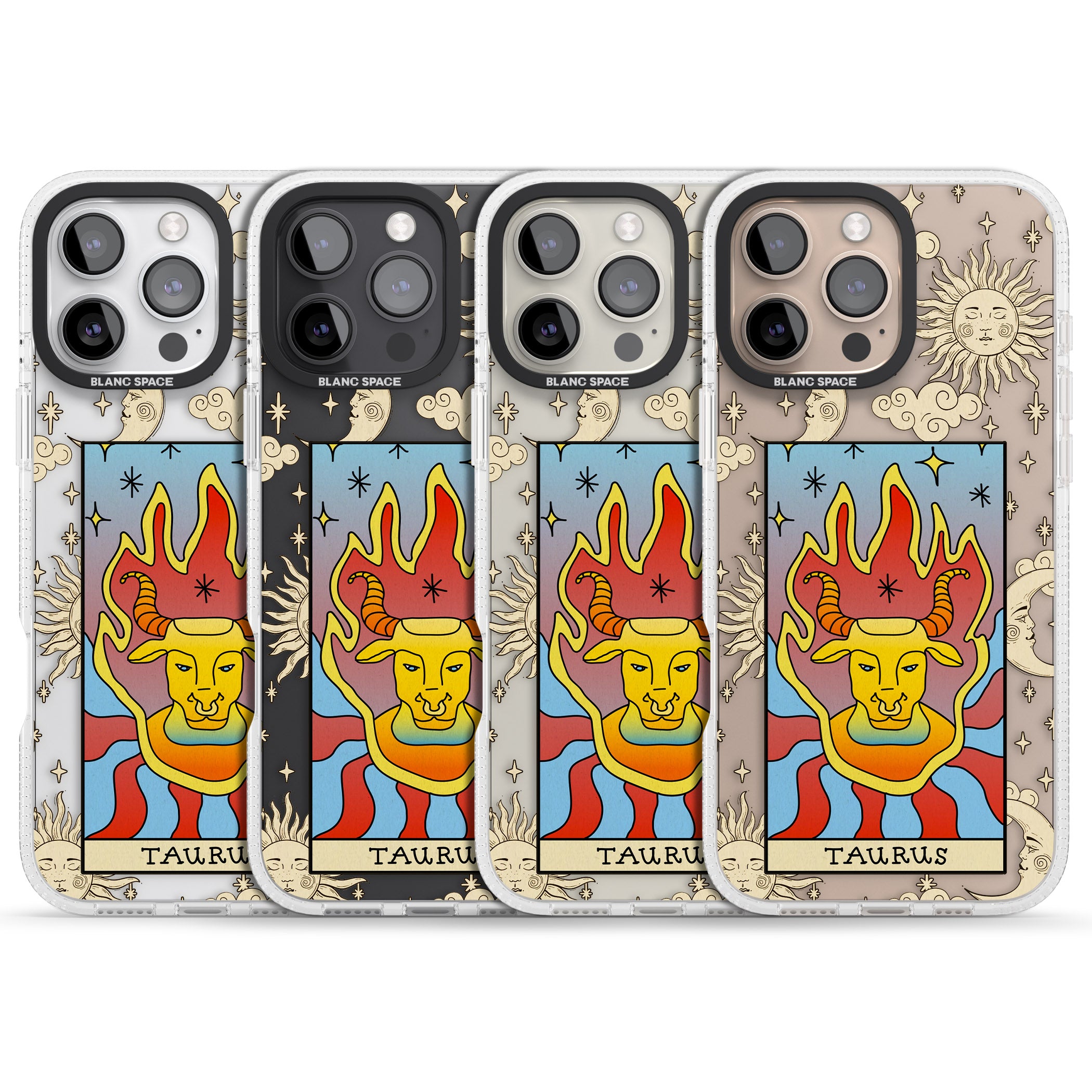 Celestial Zodiac - Taurus iPhone 16 Pro Max / 16 Pro Clear Case Impact Air - Blanc Space