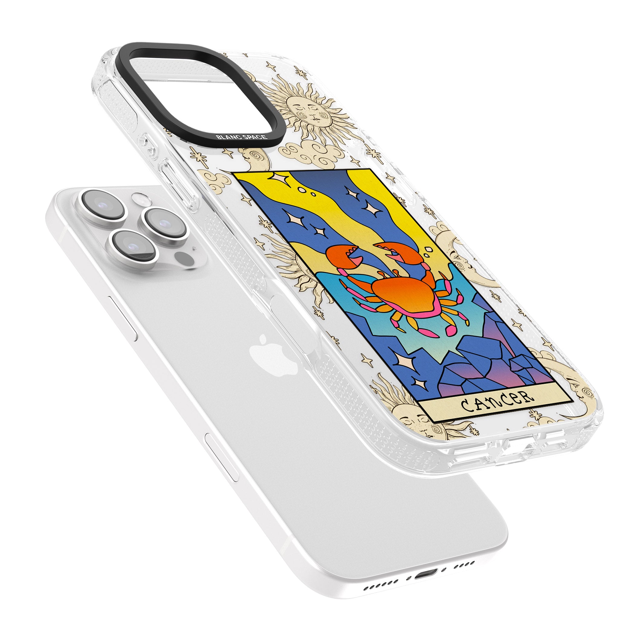 Celestial Zodiac - Cancer iPhone 16 Pro Max / 16 Pro Clear Case Impact Air - Blanc Space