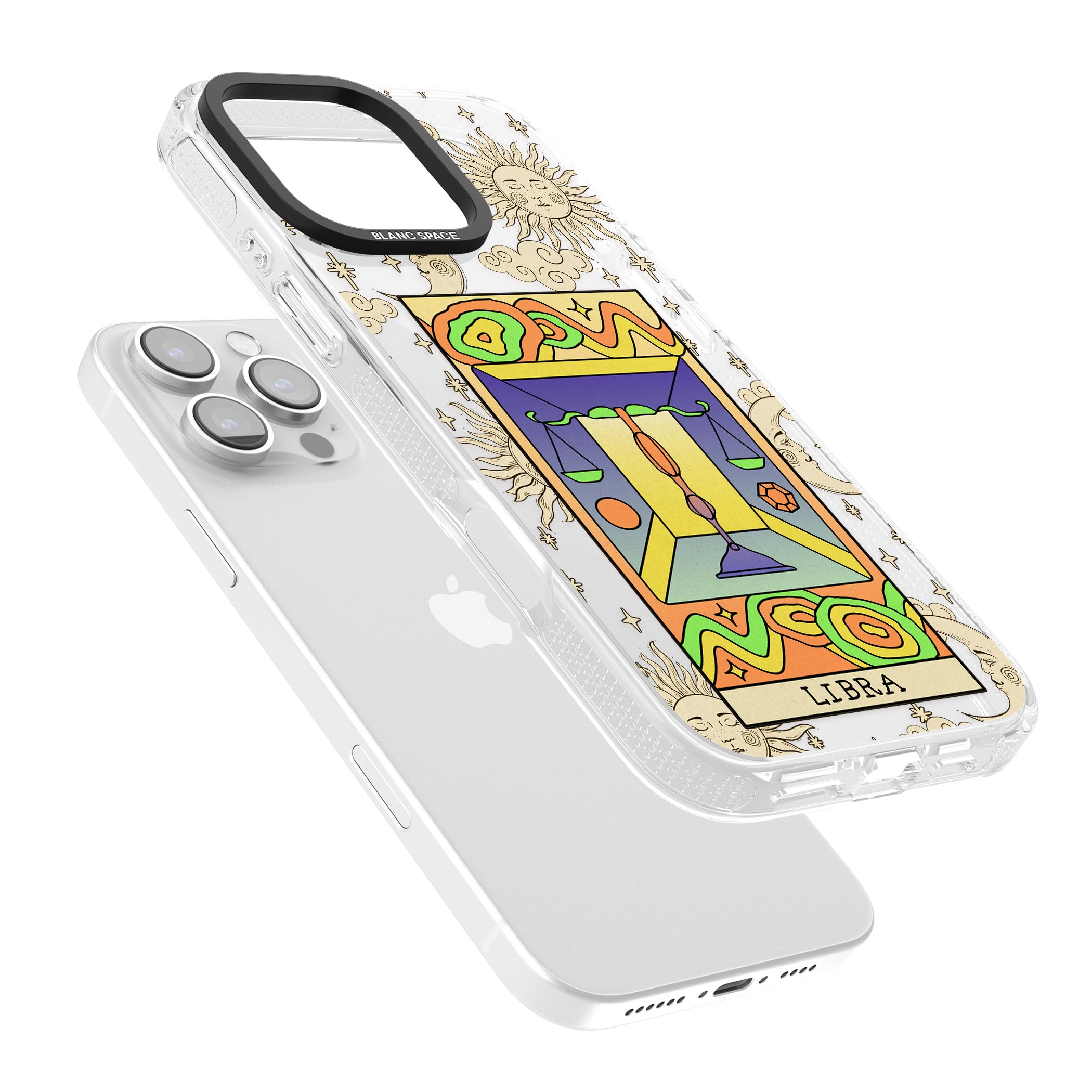 Celestial Zodiac - Libra iPhone 16 Pro Max / 16 Pro Clear Case Impact Air - Blanc Space