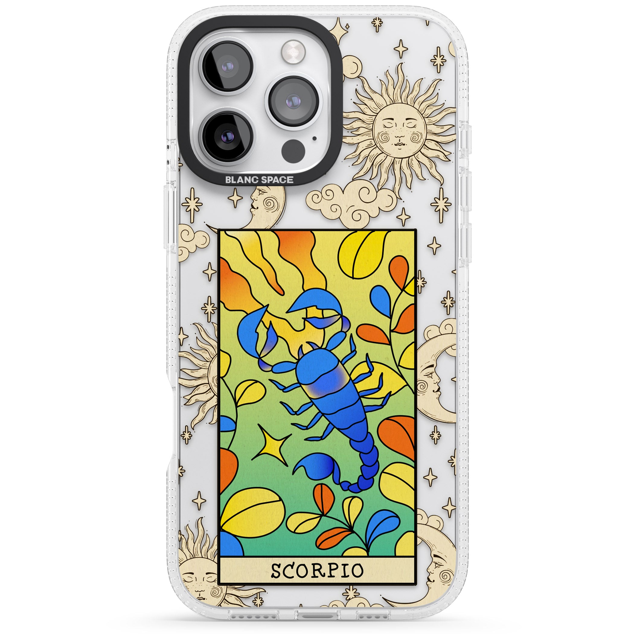 Celestial Zodiac - Scorpio iPhone 16 Pro Max / 16 Pro Clear Case Impact Air - Blanc Space