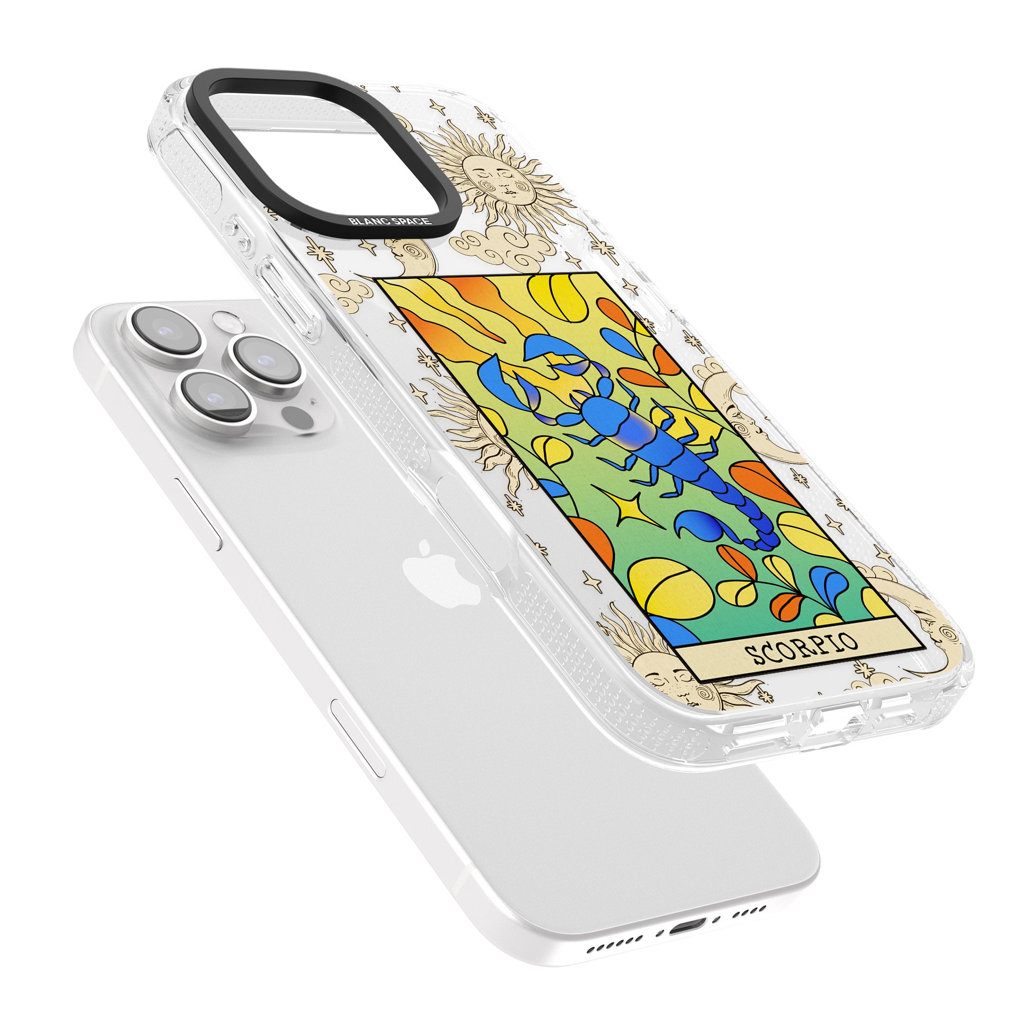 Celestial Zodiac - Scorpio iPhone 16 Pro Max / 16 Pro Clear Case Impact Air - Blanc Space