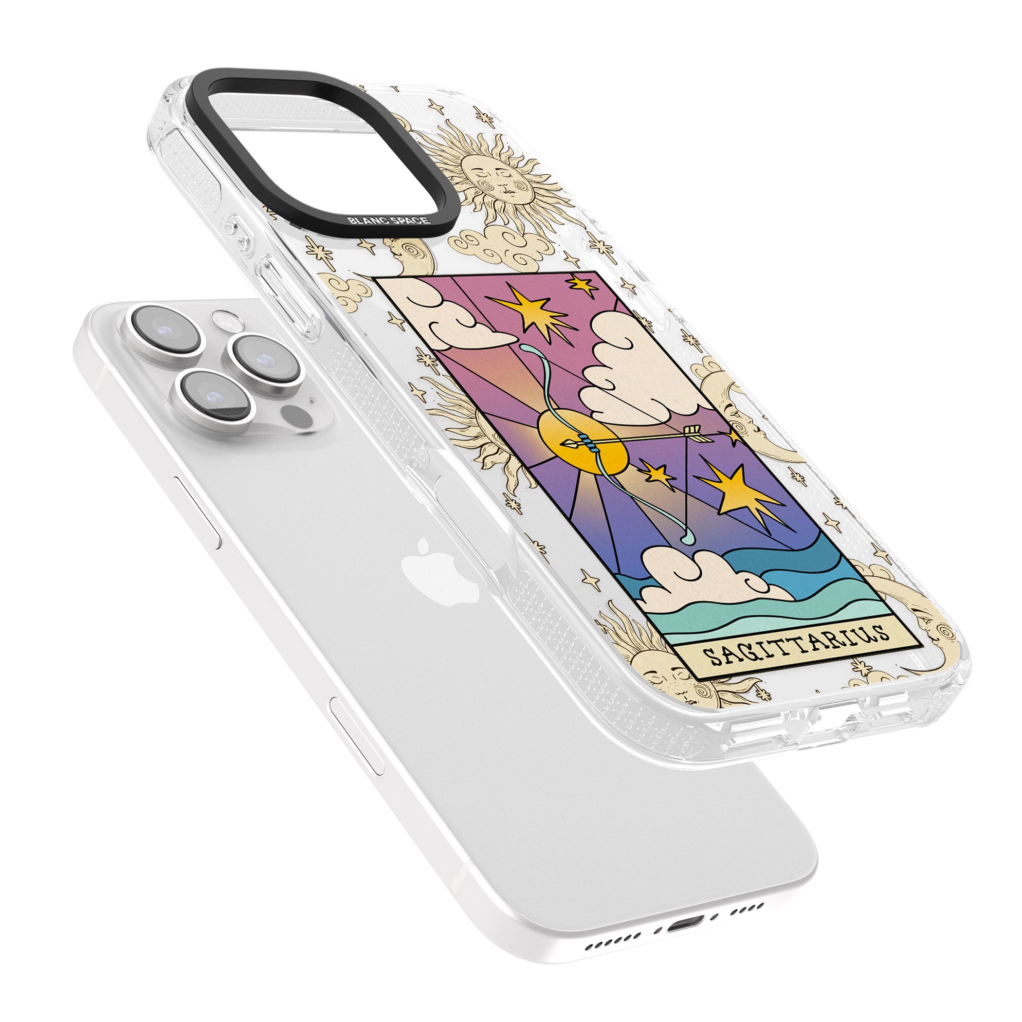 Celestial Zodiac - Sagittarius iPhone 16 Pro Max / 16 Pro Clear Case Impact Air - Blanc Space