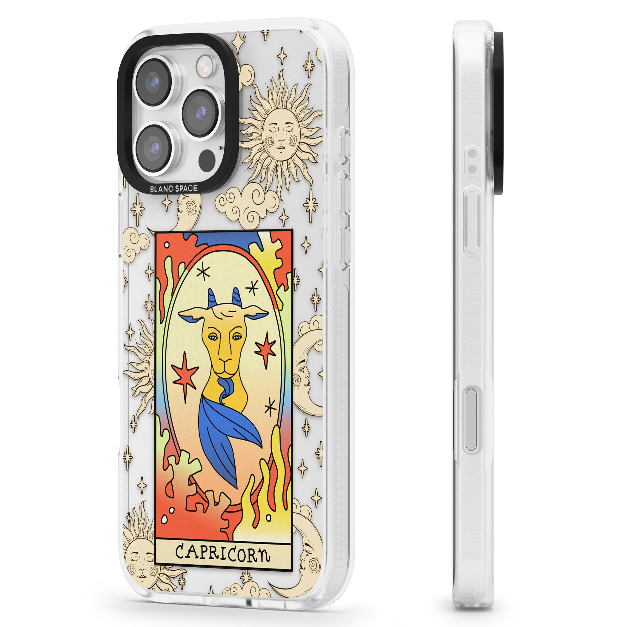 Celestial Zodiac - Capricorn iPhone 16 Pro Max / 16 Pro Clear Case Impact Air - Blanc Space