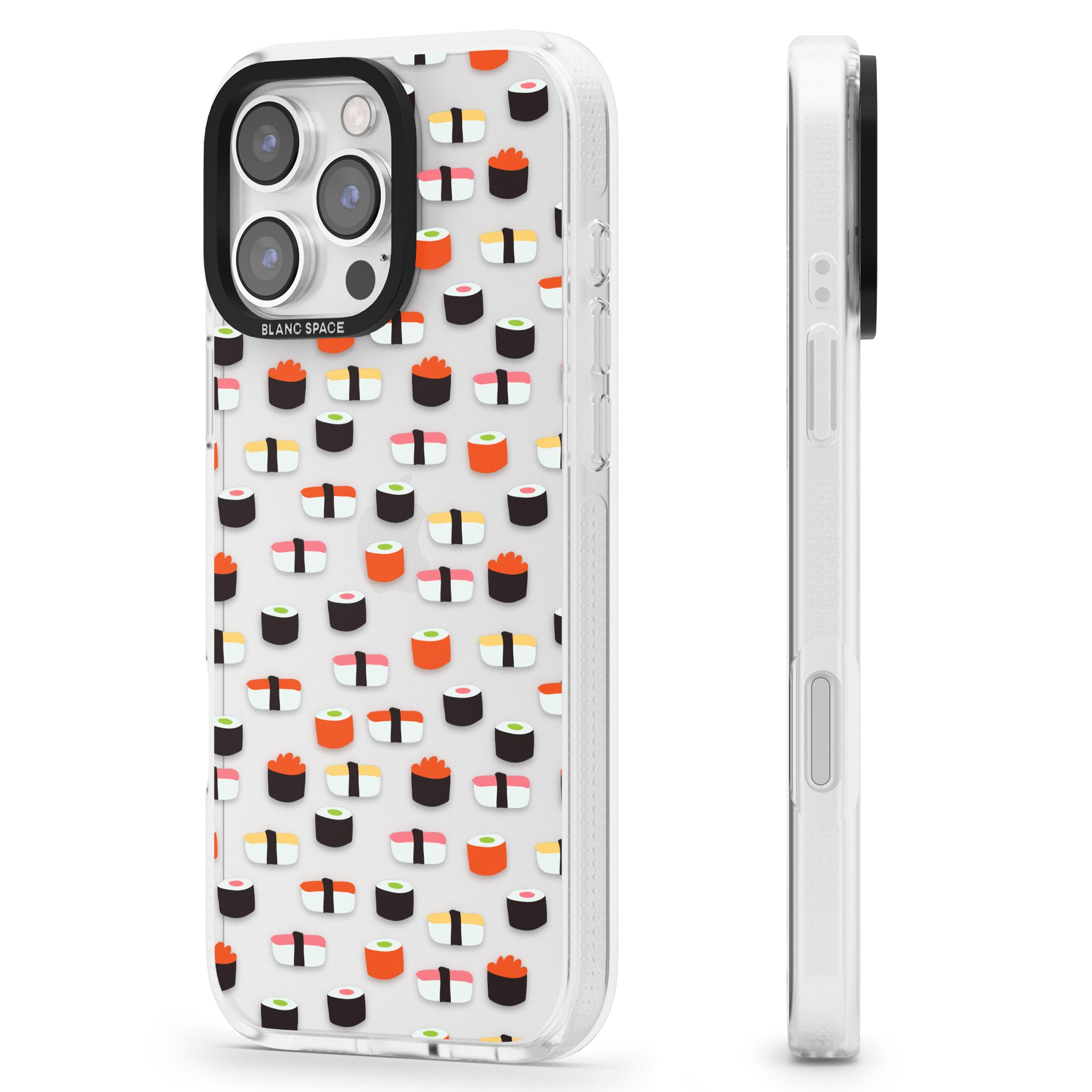 Minimalist Sushi Pattern iPhone 16 Pro Max / 16 Pro Clear Case Impact Air - Blanc Space