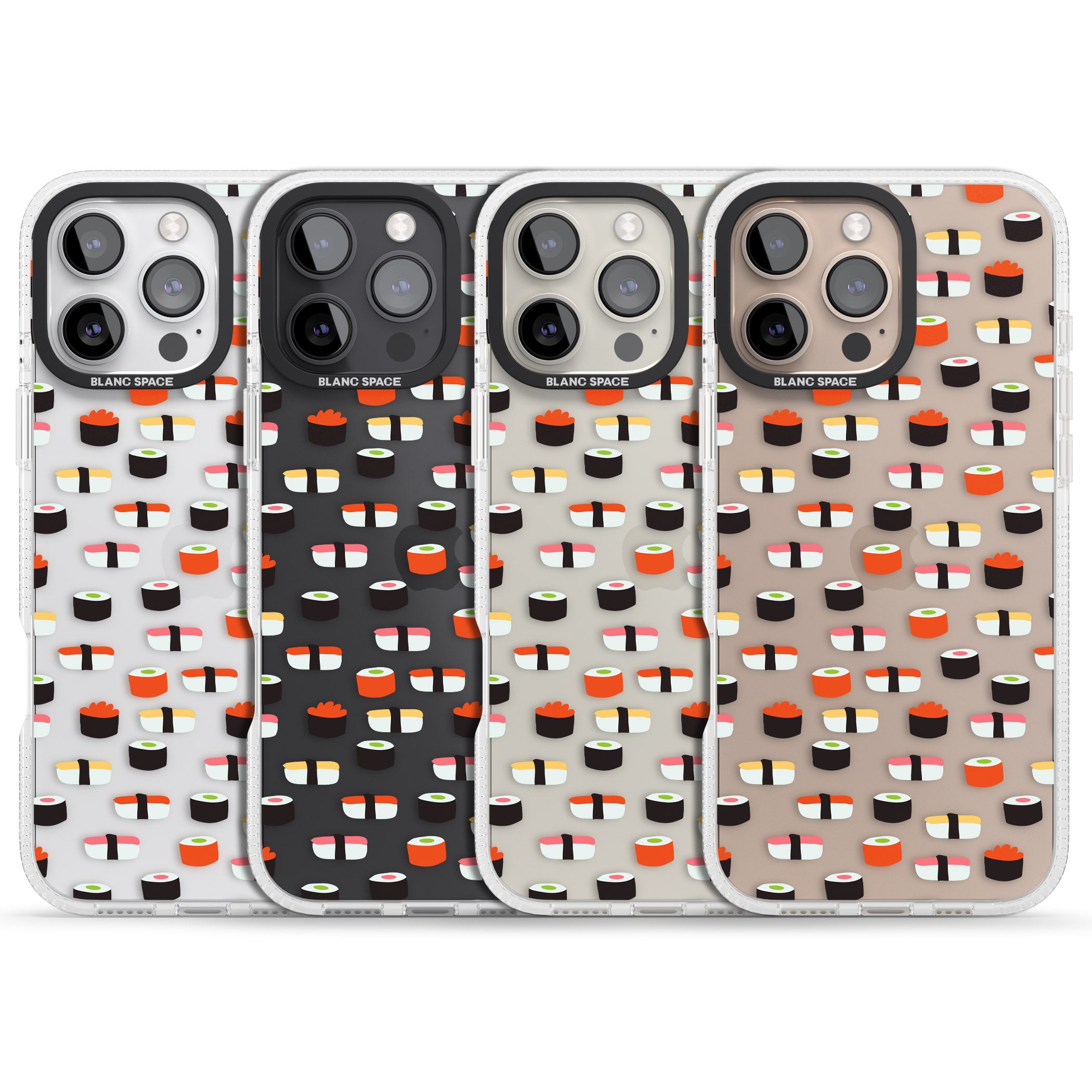 Minimalist Sushi Pattern iPhone 16 Pro Max / 16 Pro Clear Case Impact Air - Blanc Space