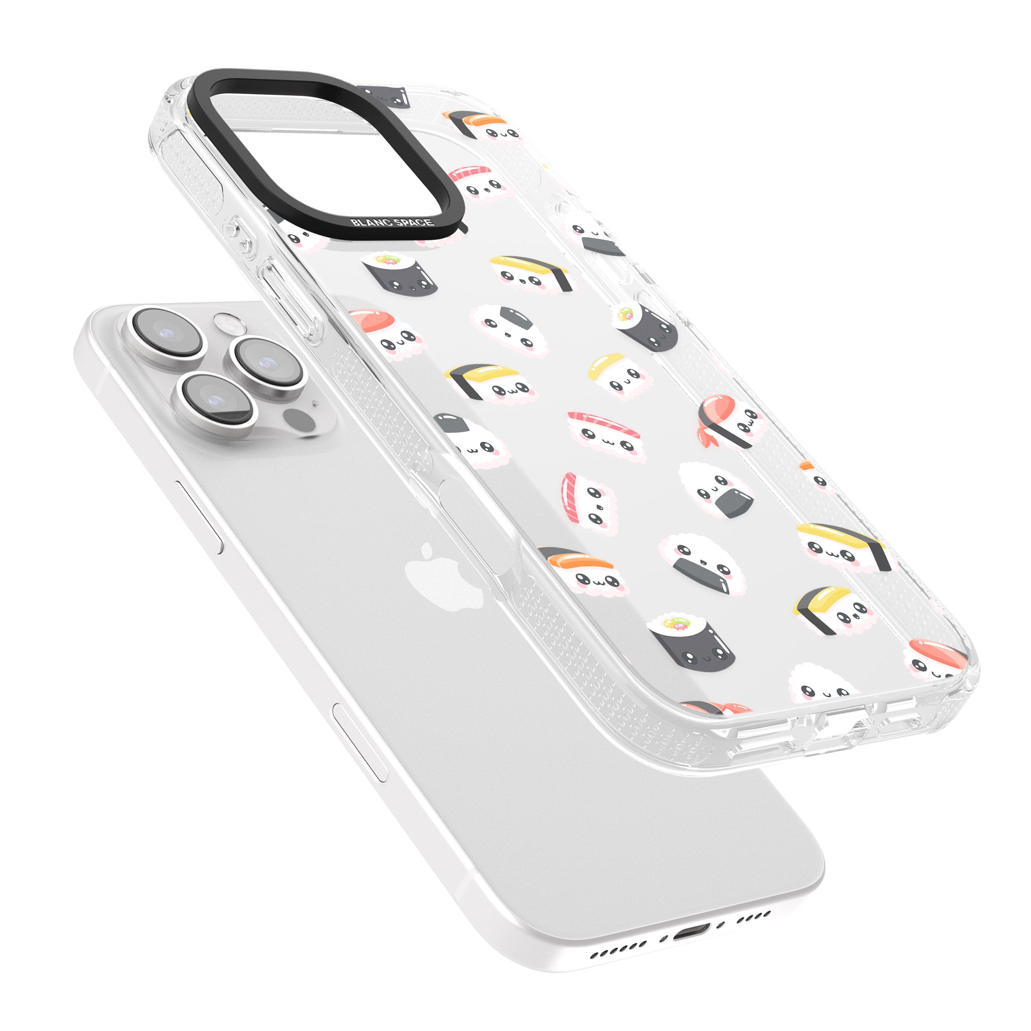 Kawaii Sushi & Rice iPhone 16 Pro Max / 16 Pro Clear Case Impact Air - Blanc Space