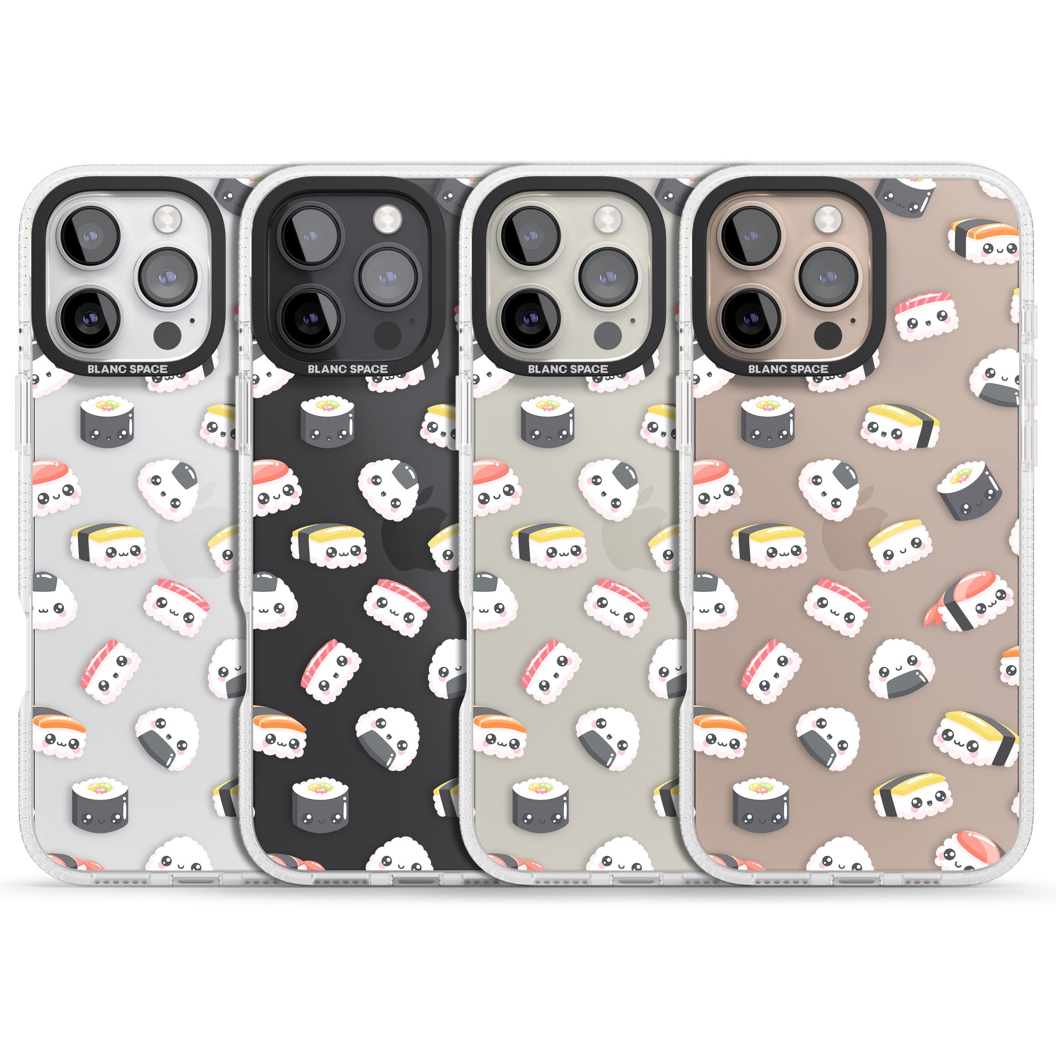 Kawaii Sushi & Rice iPhone 16 Pro Max / 16 Pro Clear Case Impact Air - Blanc Space