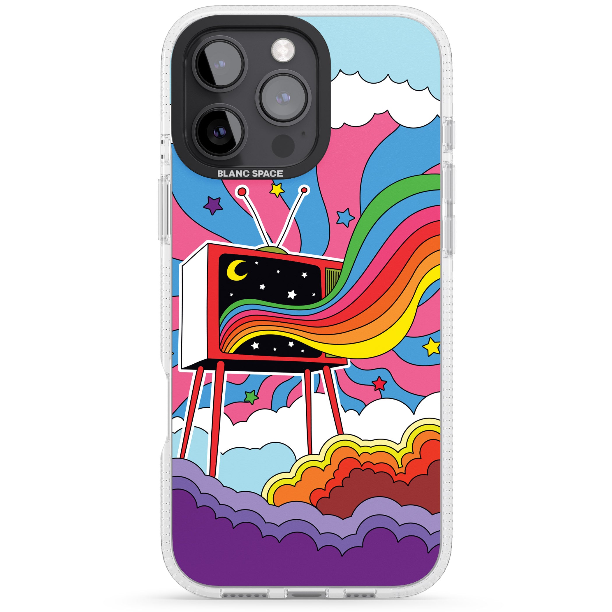 TV Captivation iPhone 16 Pro Max / 16 Pro Clear Case Impact Air - Blanc Space