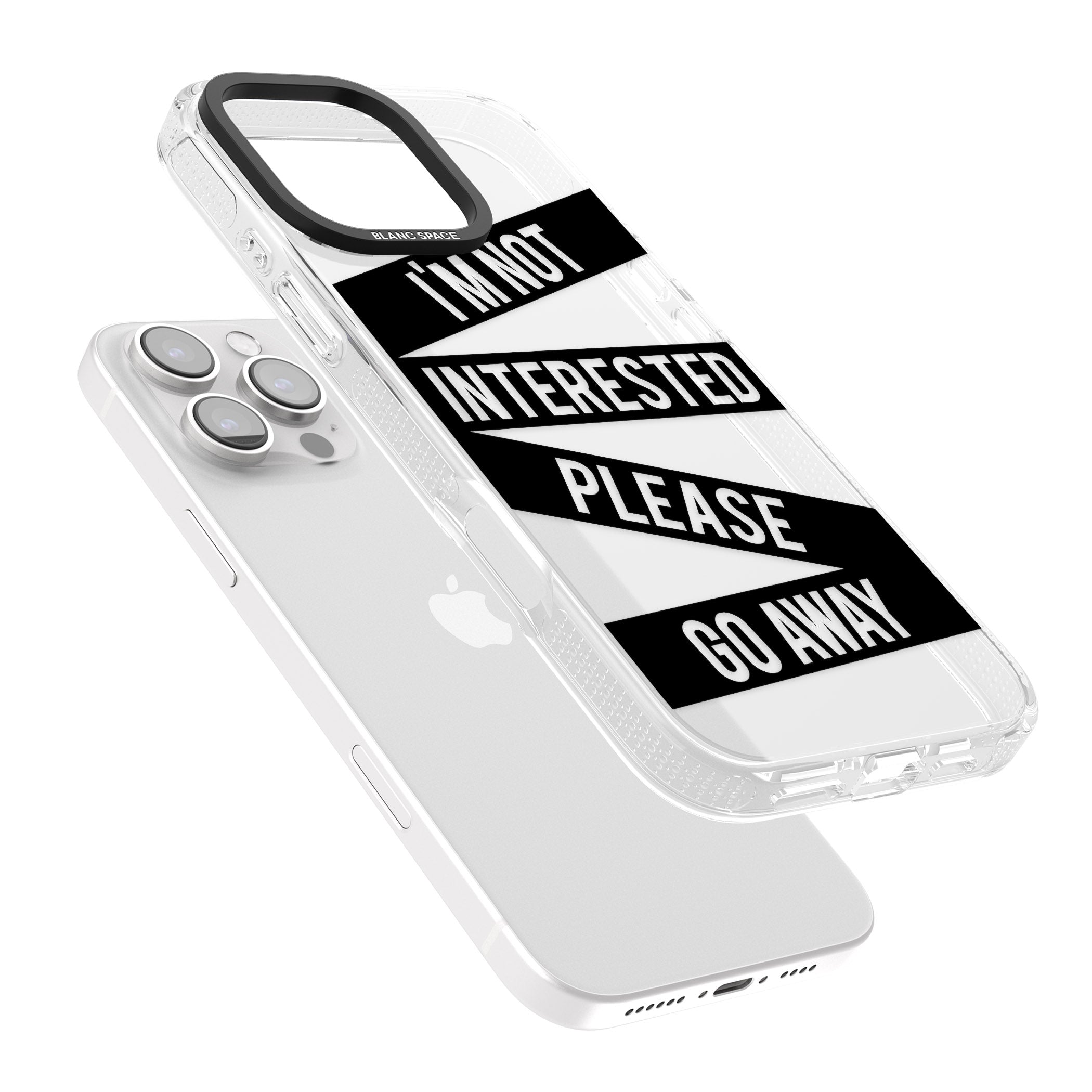 Black Stripes I'm Not Interested iPhone 16 Pro Max / 16 Pro Clear Case Impact Air - Blanc Space