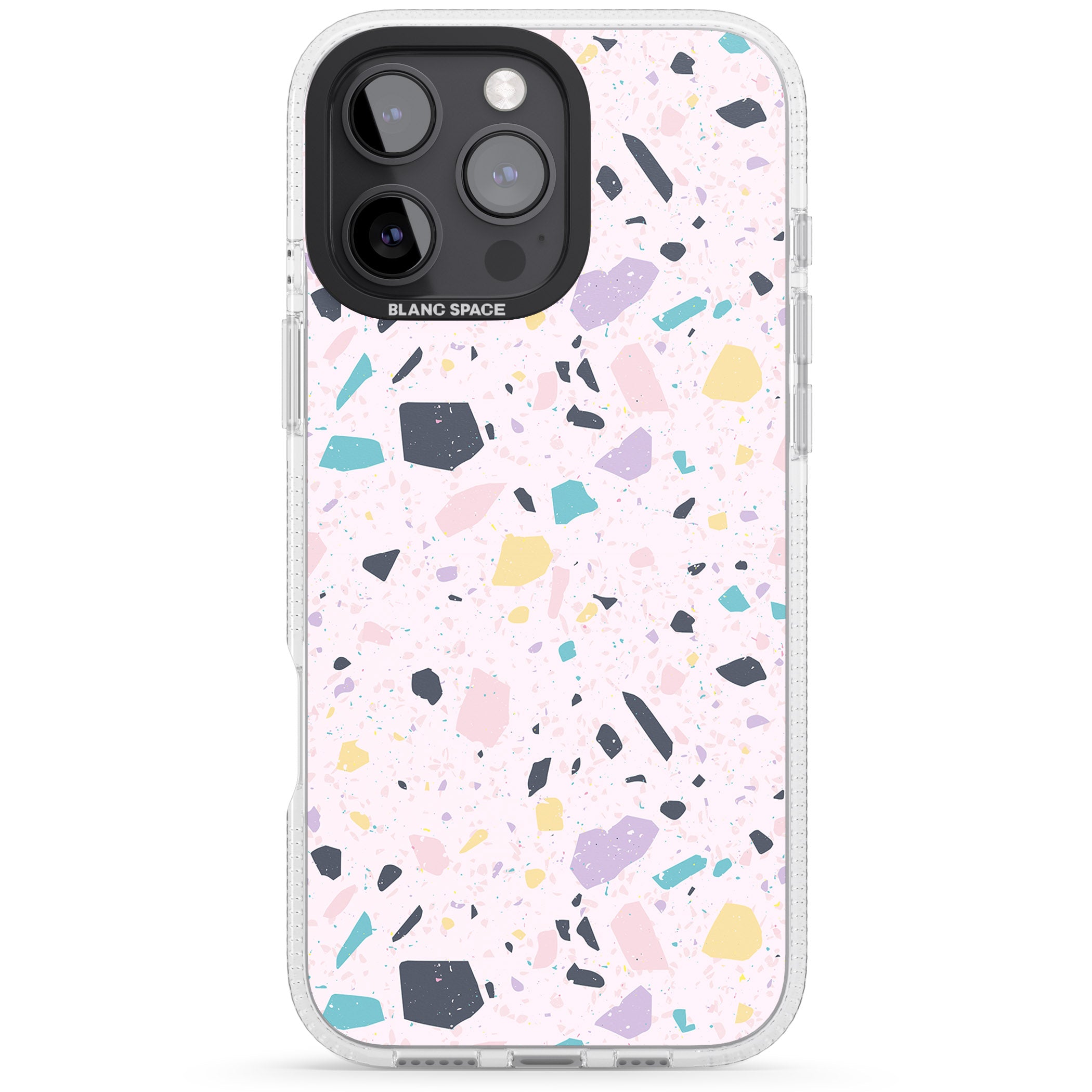 Pink, Purple & Turquoise Terrazzo Pattern iPhone 16 Pro Max / 16 Pro Clear Case Impact Air - Blanc Space
