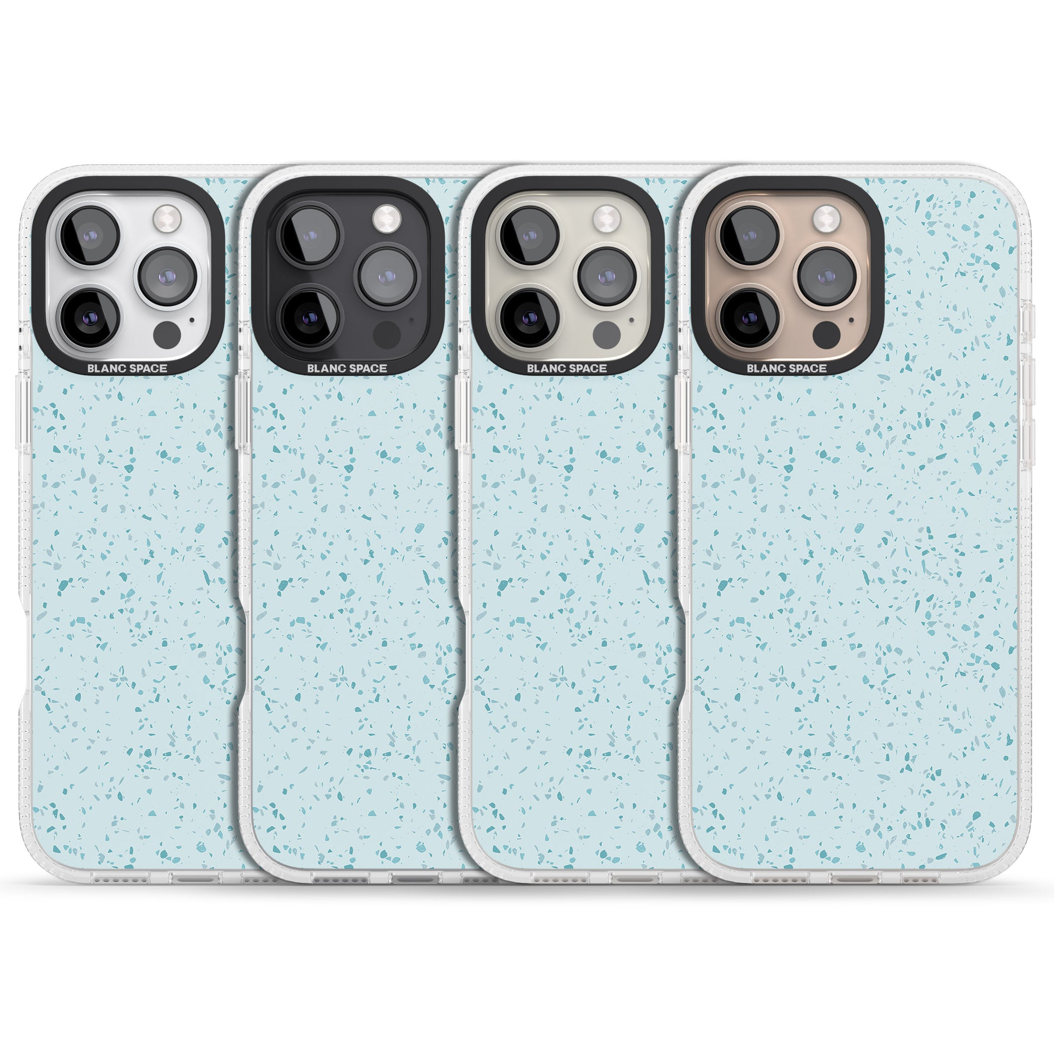 Light Blue Terrazzo Pattern iPhone 16 Pro Max / 16 Pro Clear Case Impact Air - Blanc Space