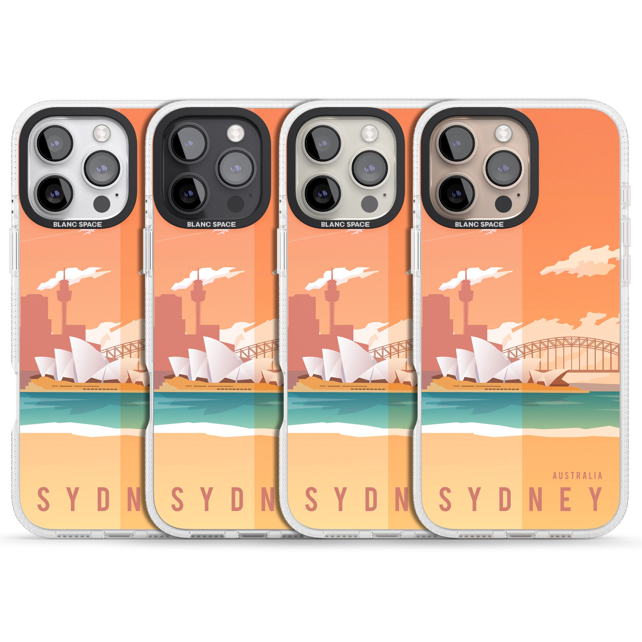 Vintage Travel Poster Sydney iPhone 16 Pro Max / 16 Pro Clear Case Impact Air - Blanc Space
