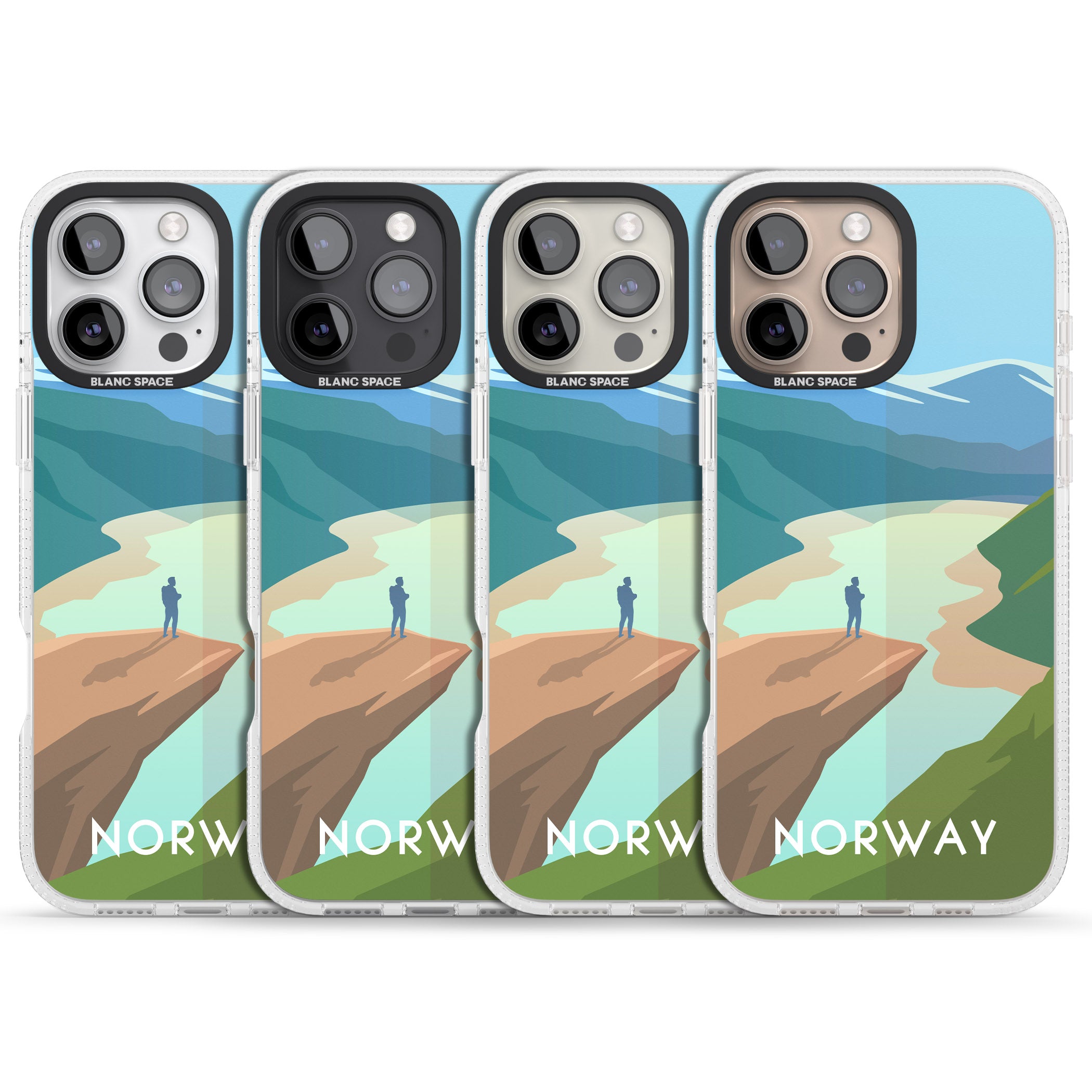 Vintage Travel Poster Norway iPhone 16 Pro Max / 16 Pro Clear Case Impact Air - Blanc Space