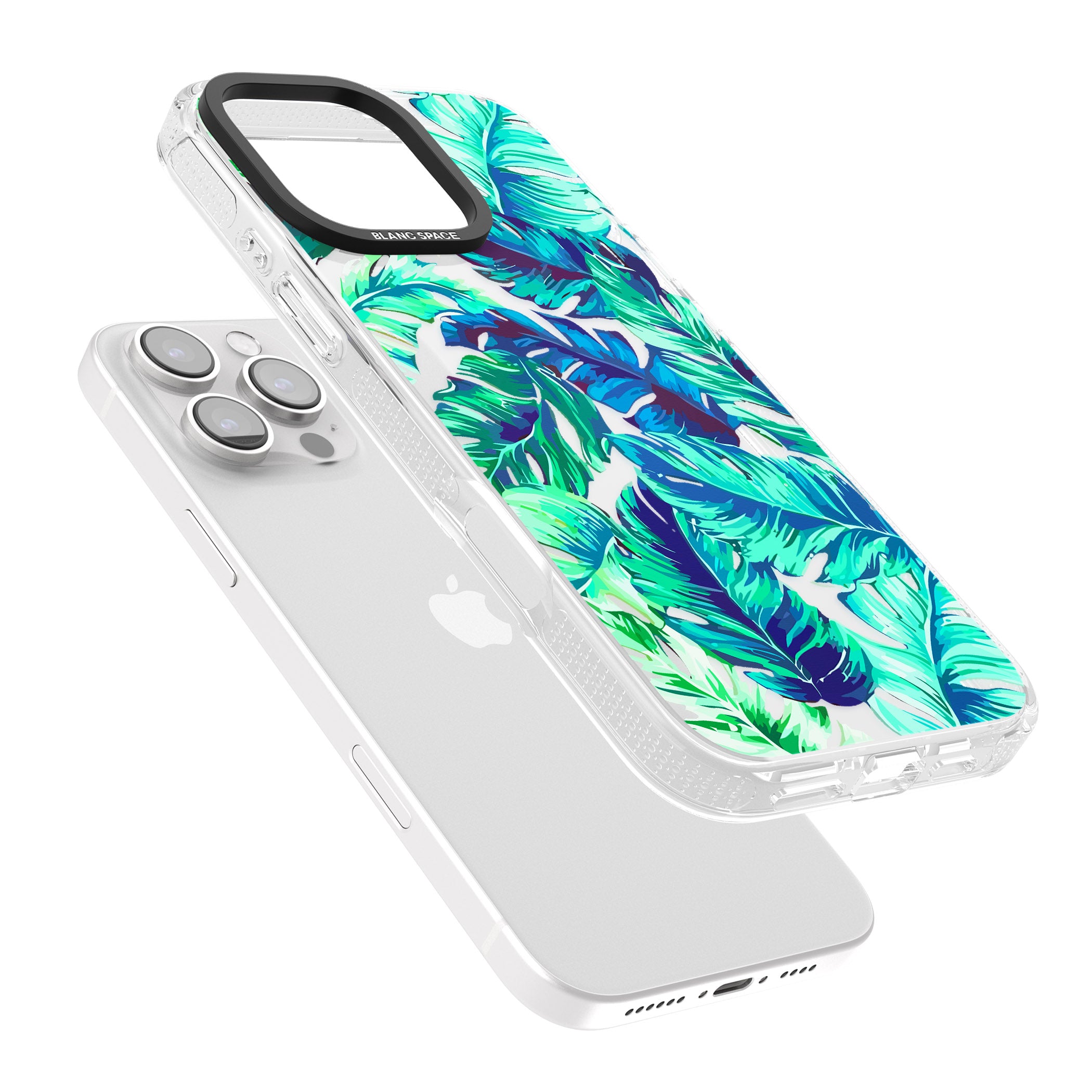 Tropical Palms iPhone 16 Pro Max / 16 Pro Clear Case Impact Air - Blanc Space